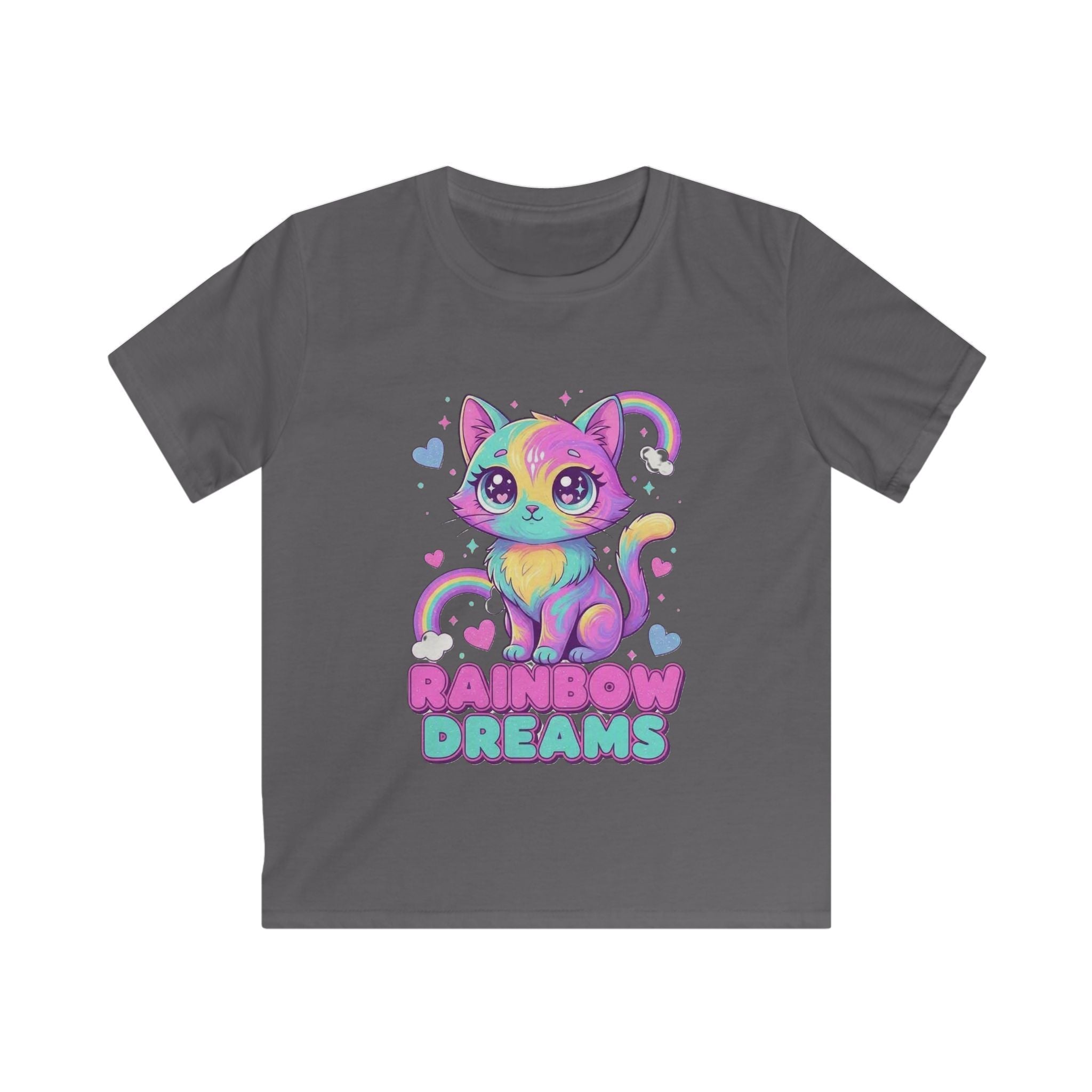🌈🐱 Rainbow Dreams Cat Kids T-Shirt ✨💜