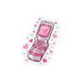 📱 Retro Pink Flip Phone Kiss-Cut Sticker | Y2K Heart Cell Phone Decal 💕✨