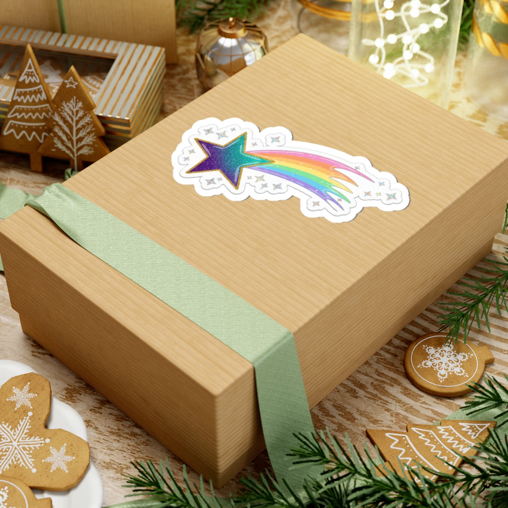 ⭐ Shooting Star Rainbow Kiss-Cut Sticker | Glitter Meteor Decal 🌈✨
