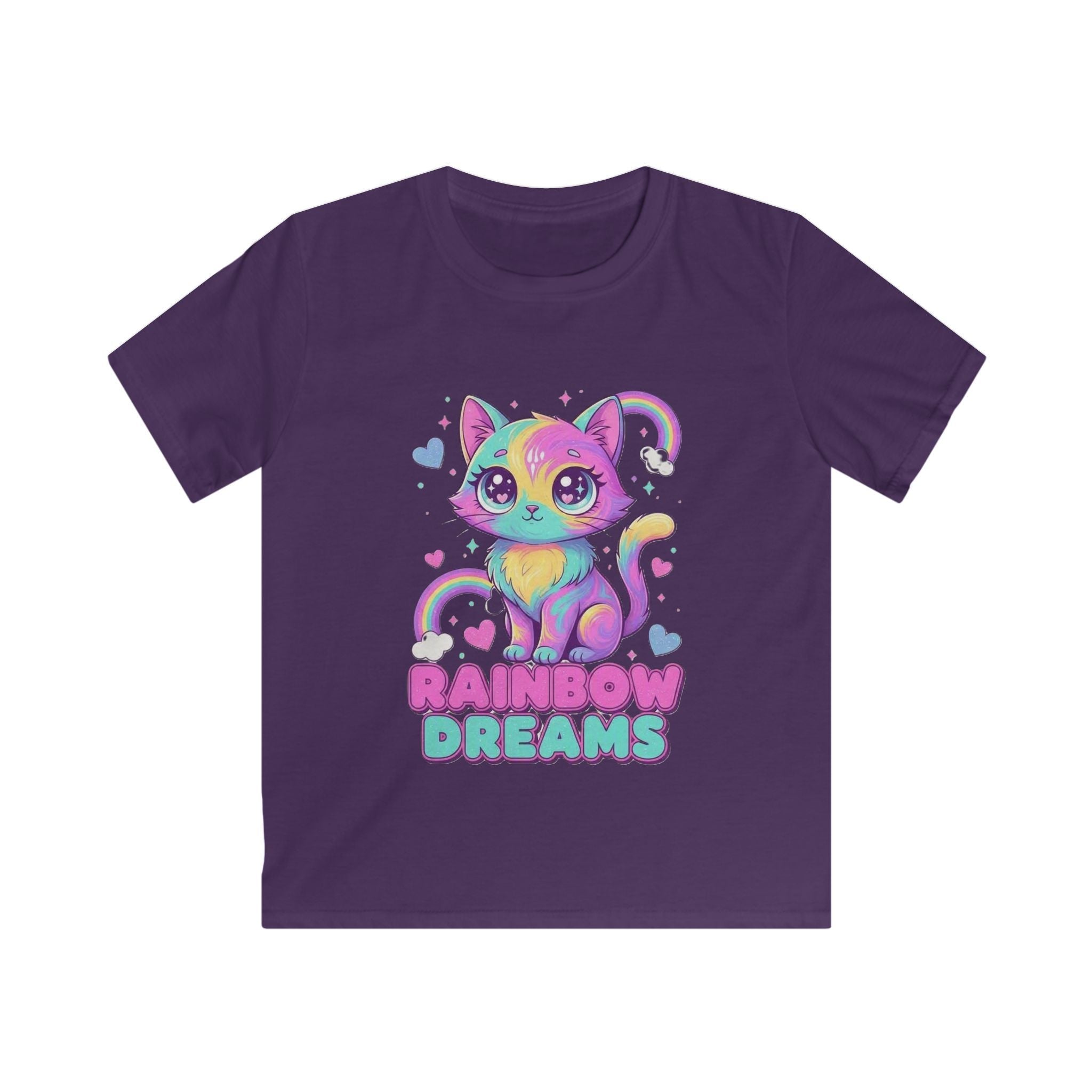 🌈🐱 Rainbow Dreams Cat Kids T-Shirt ✨💜