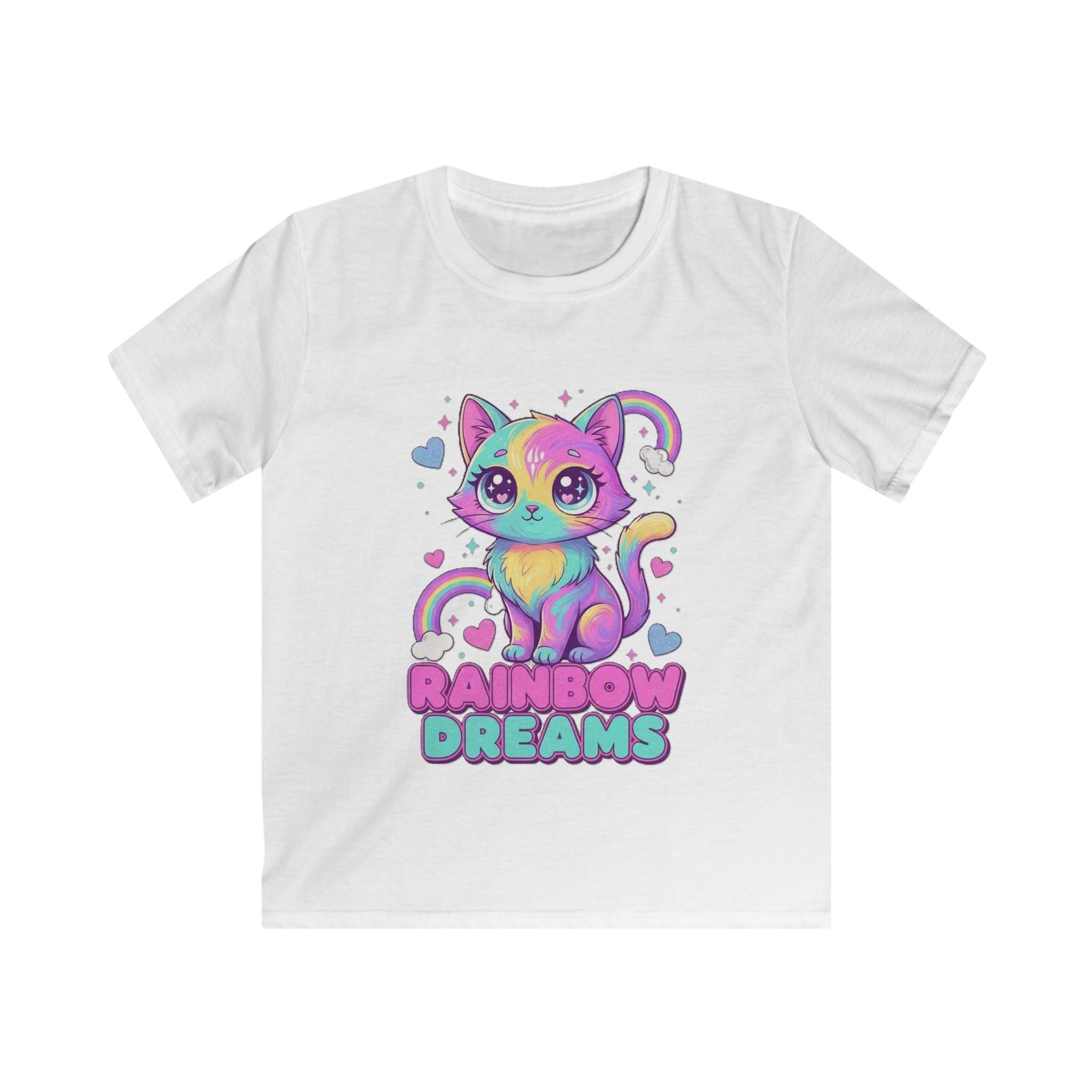 🌈🐱 Rainbow Dreams Cat Kids T-Shirt ✨💜