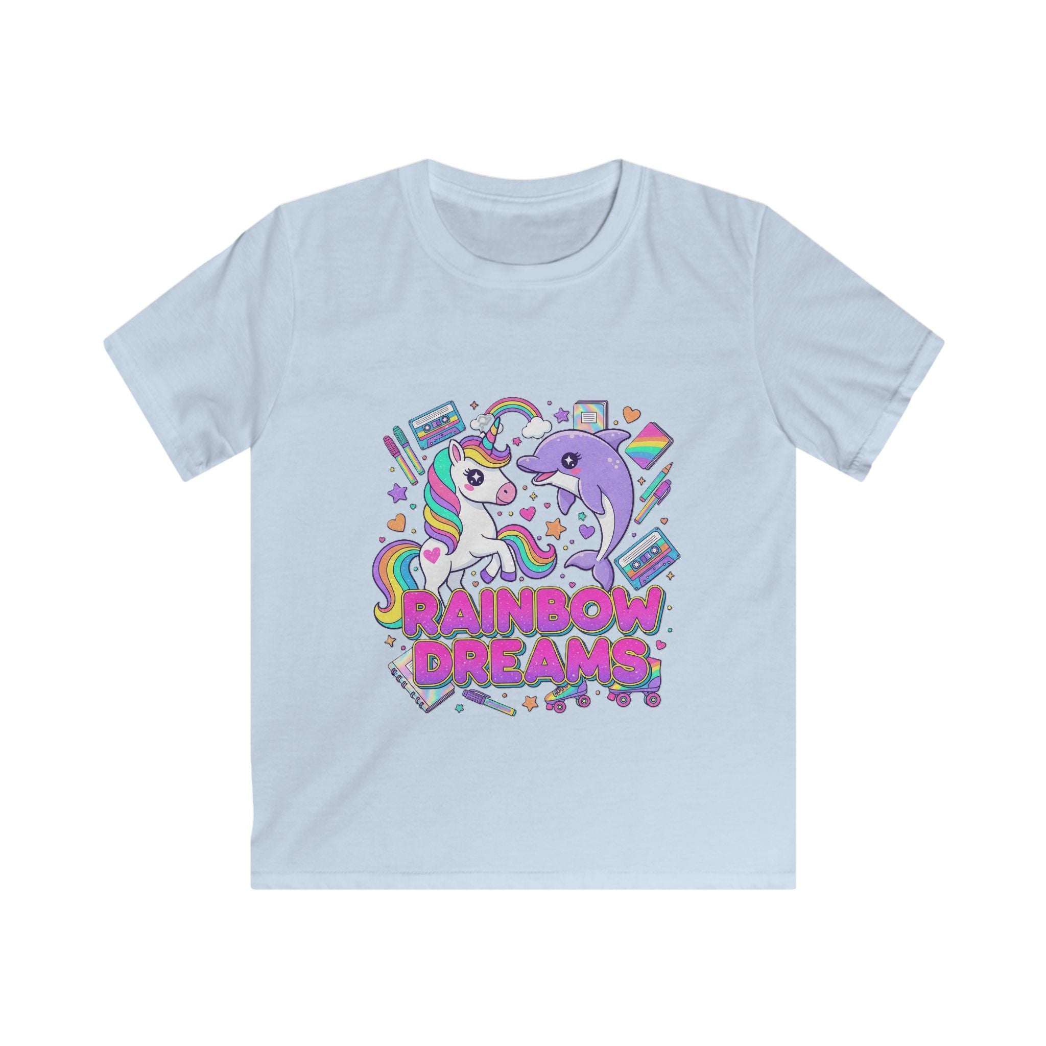 🌈🦄 Rainbow Dreams Unicorn & Dolphin Kids T-Shirt 🐬✨