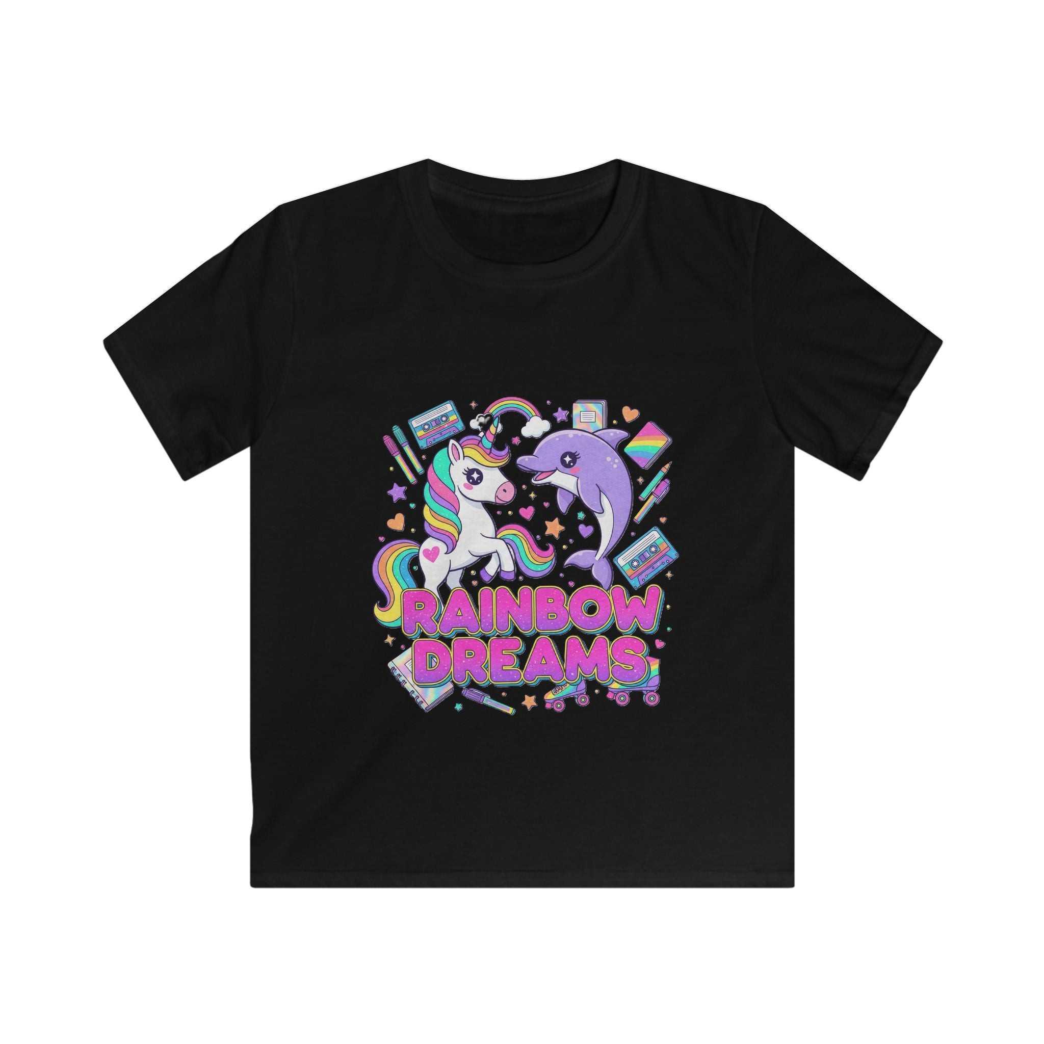 🌈🦄 Rainbow Dreams Unicorn & Dolphin Kids T-Shirt 🐬✨