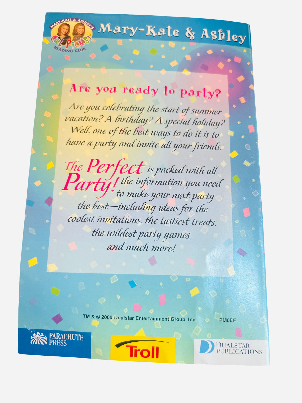 The Perfect Party back cover showing party guide description and 2000 copyright