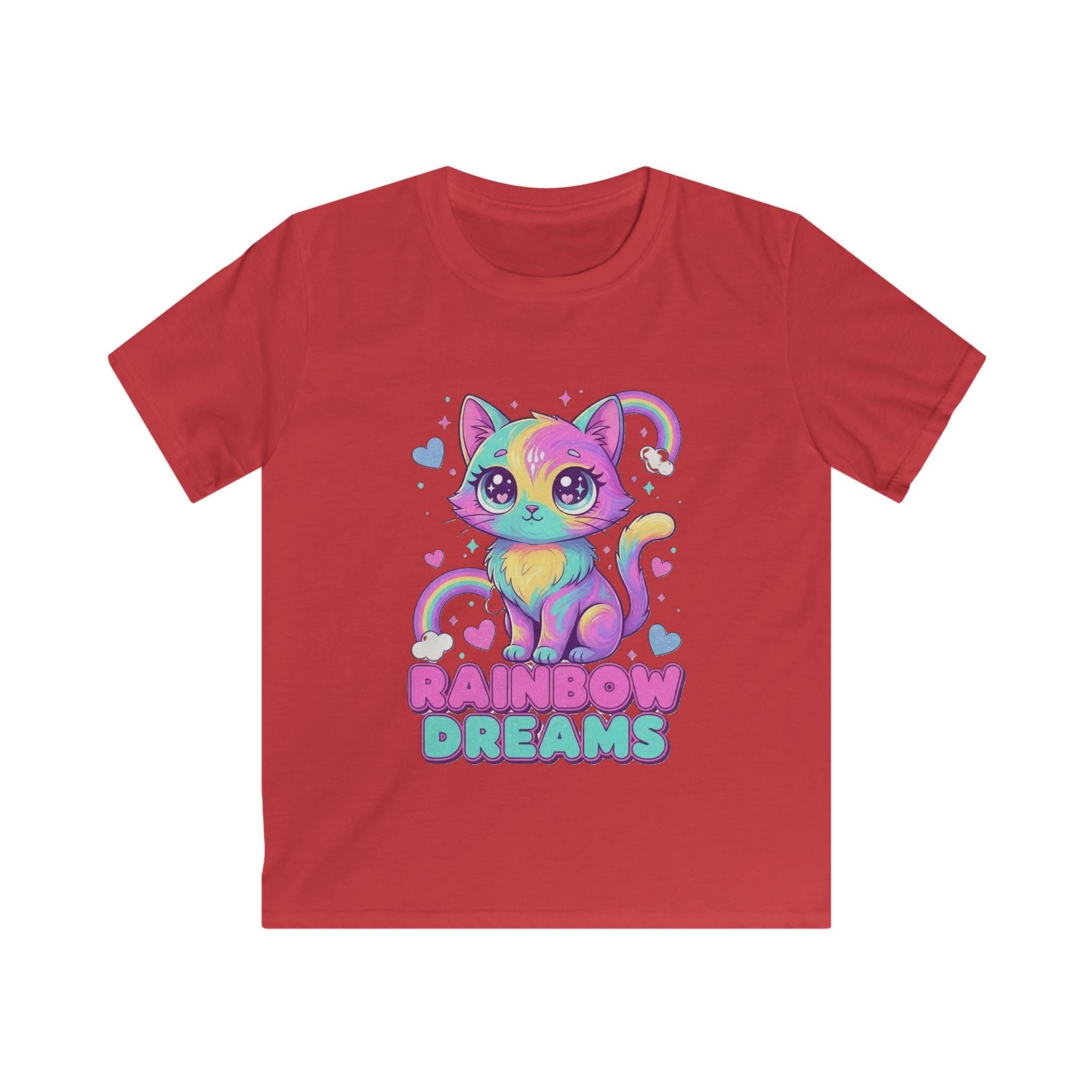 🌈🐱 Rainbow Dreams Cat Kids T-Shirt ✨💜