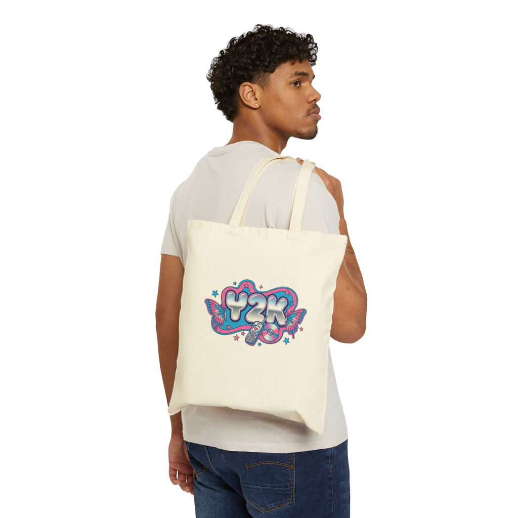 Virtual Vibes Y2K Graffiti Tote Bag 💿🦋✨