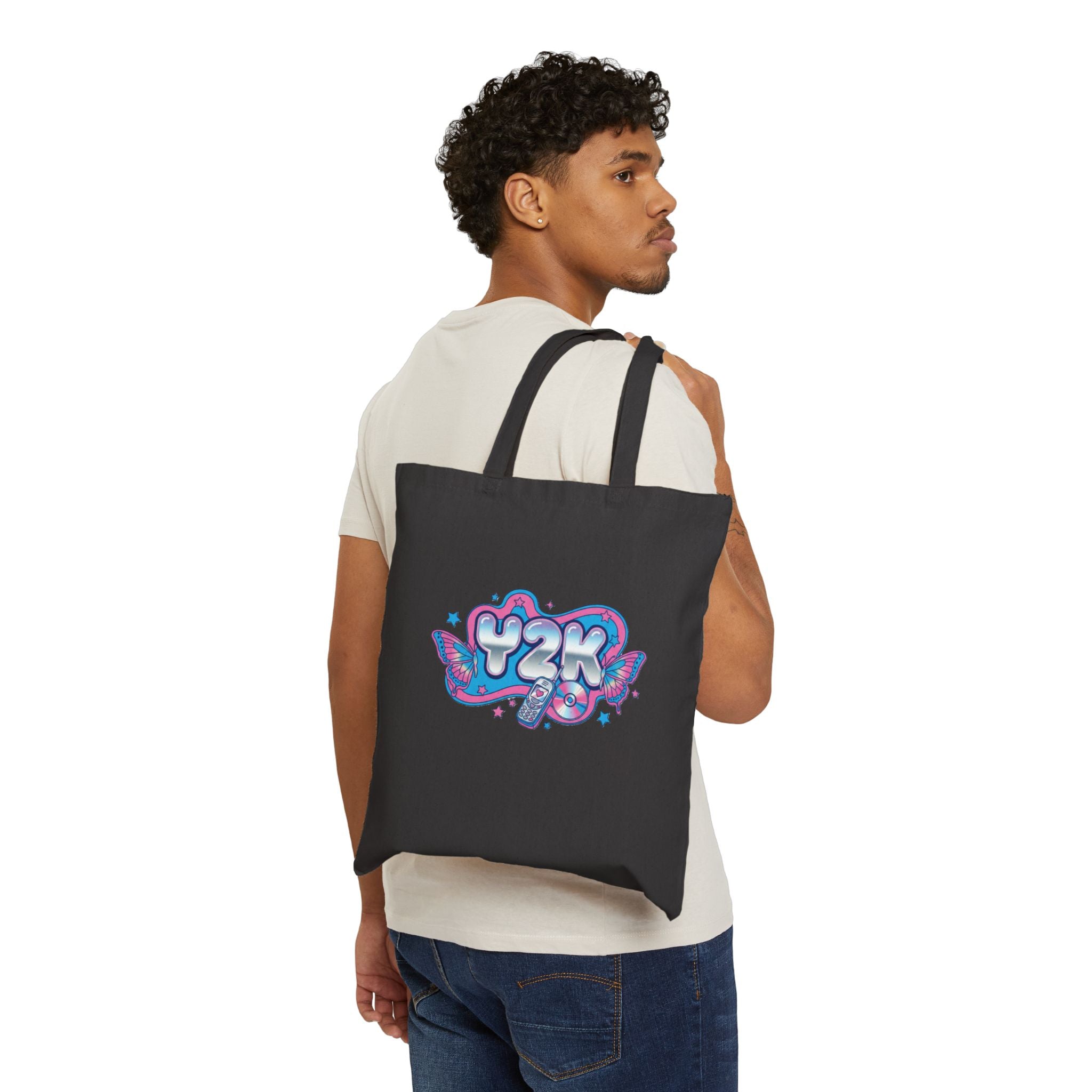Virtual Vibes Y2K Graffiti Tote Bag 💿🦋✨