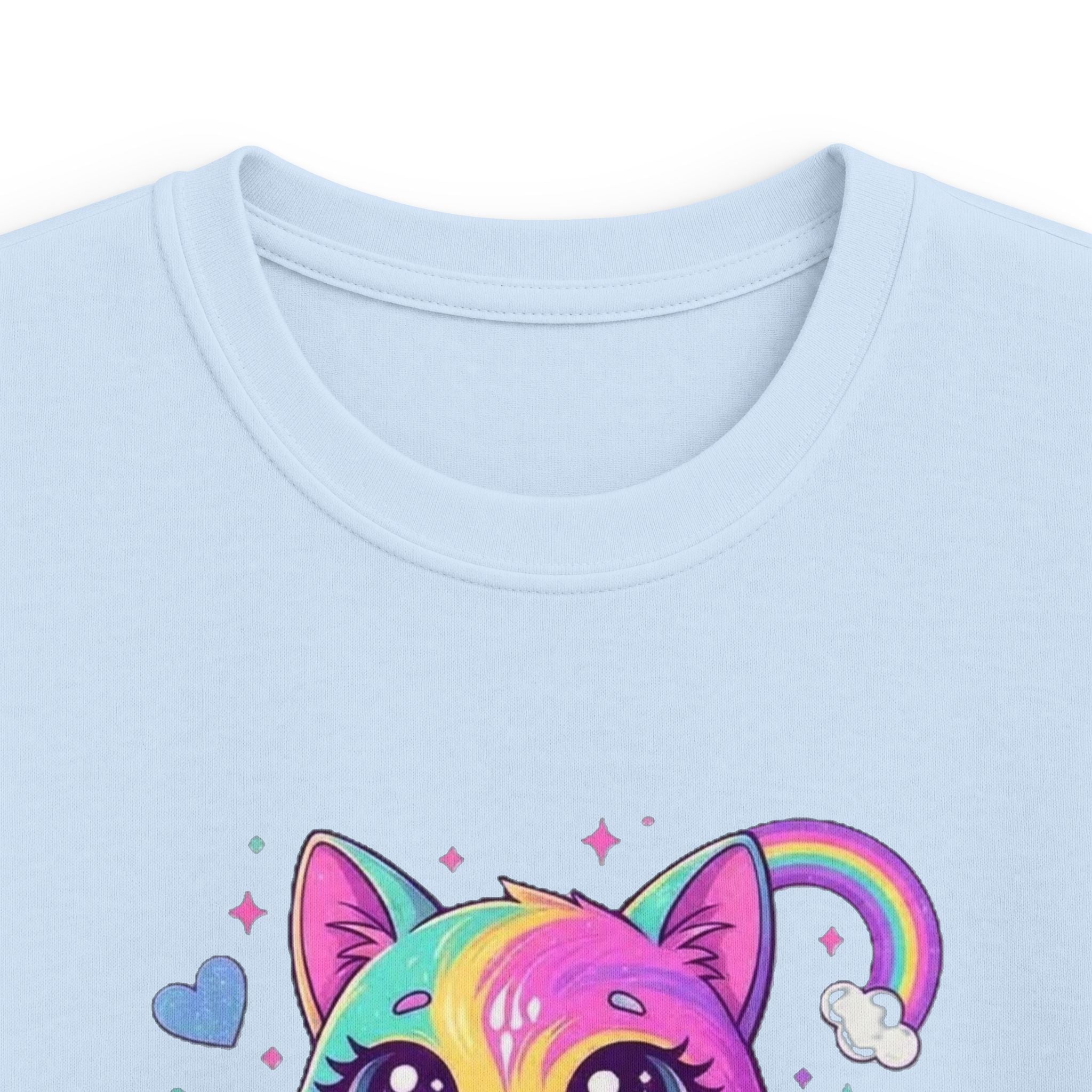 🌈🐱 Rainbow Dreams Cat Kids T-Shirt ✨💜
