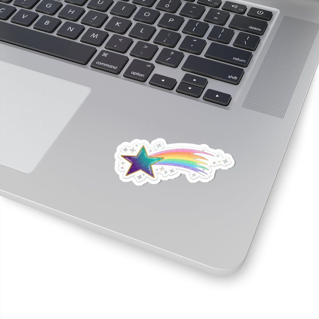 ⭐ Shooting Star Rainbow Kiss-Cut Sticker | Glitter Meteor Decal 🌈✨