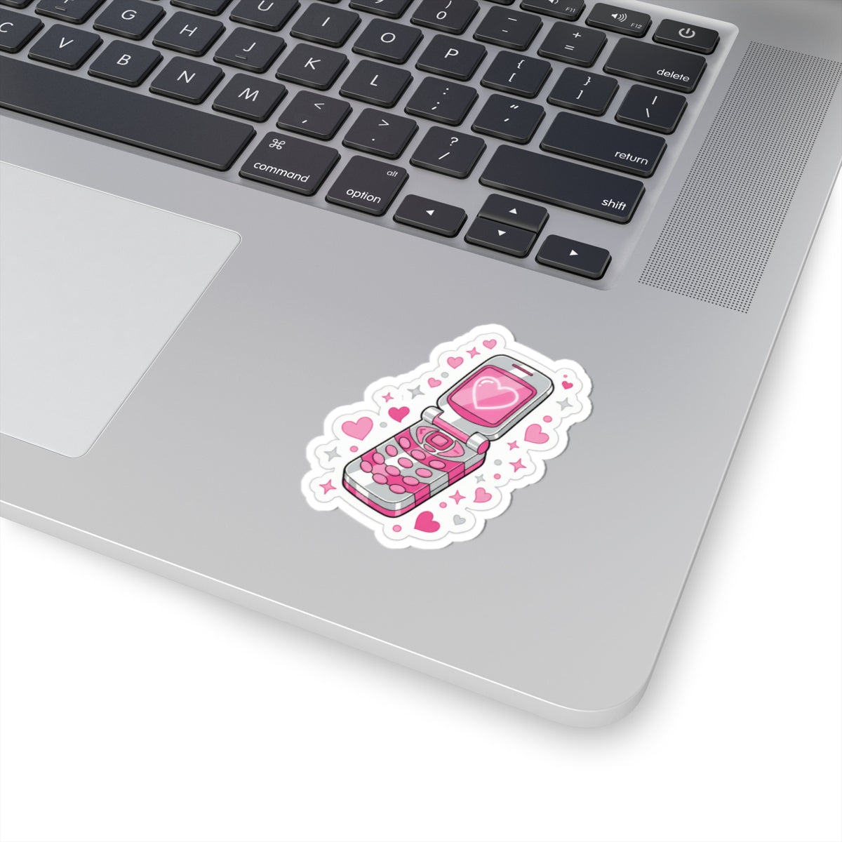 📱 Retro Pink Flip Phone Kiss-Cut Sticker | Y2K Heart Cell Phone Decal 💕✨