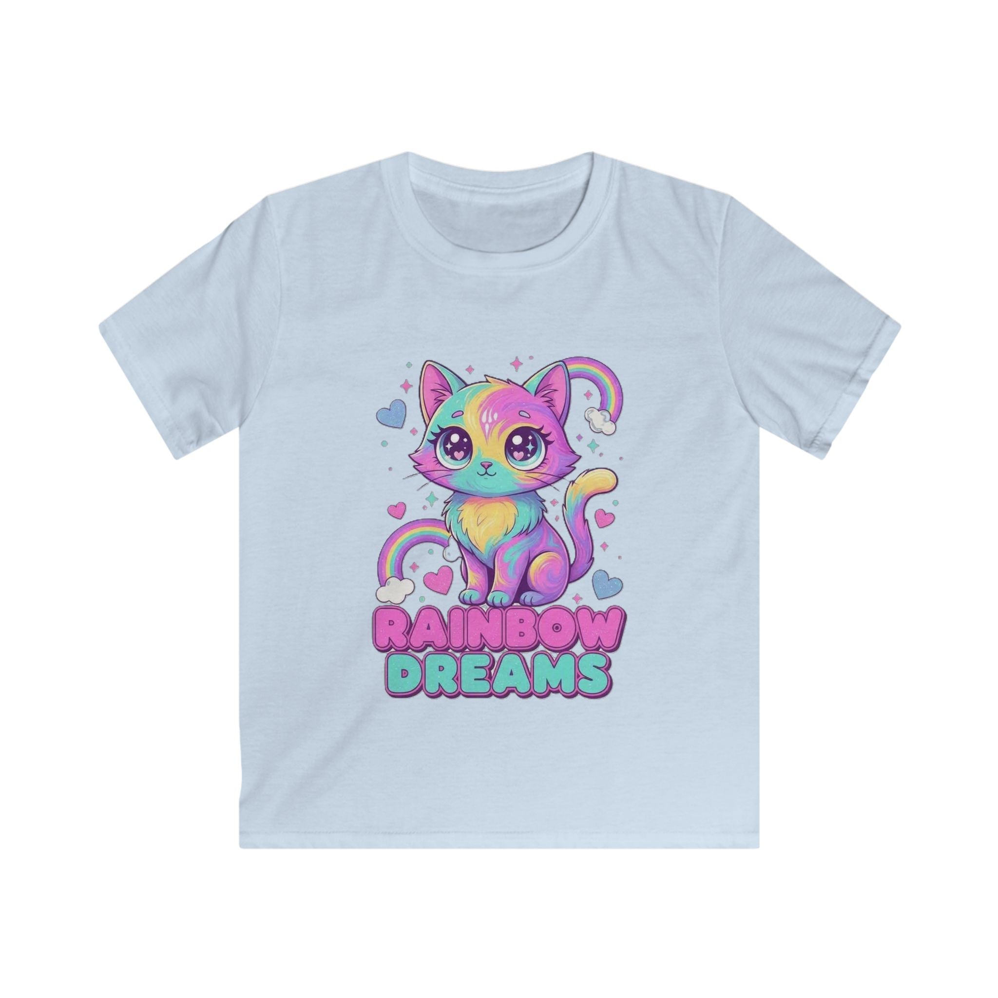 🌈🐱 Rainbow Dreams Cat Kids T-Shirt ✨💜