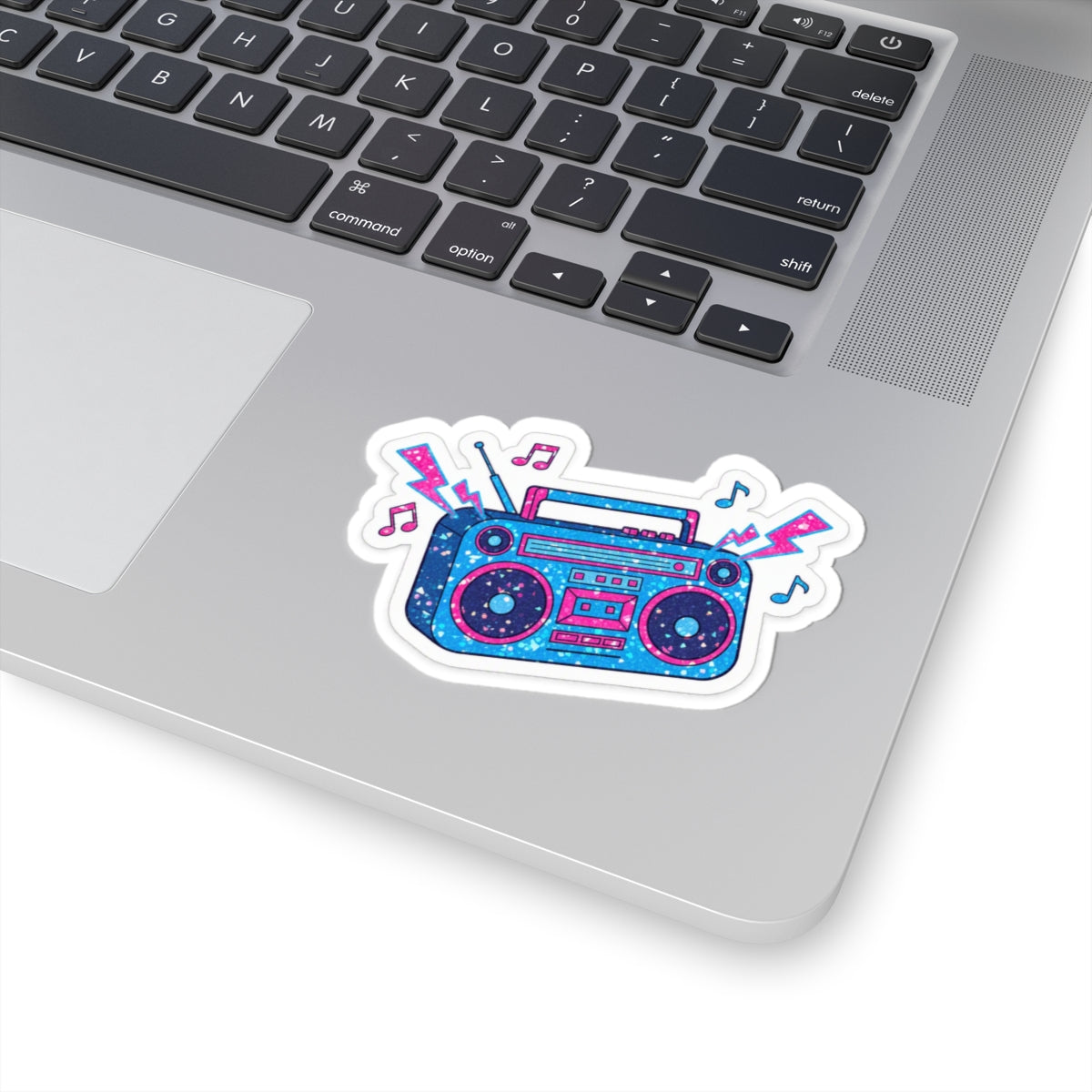 🎵 Retro Boombox Kiss-Cut Sticker | Neon Glitter Music Decal ⚡✨
