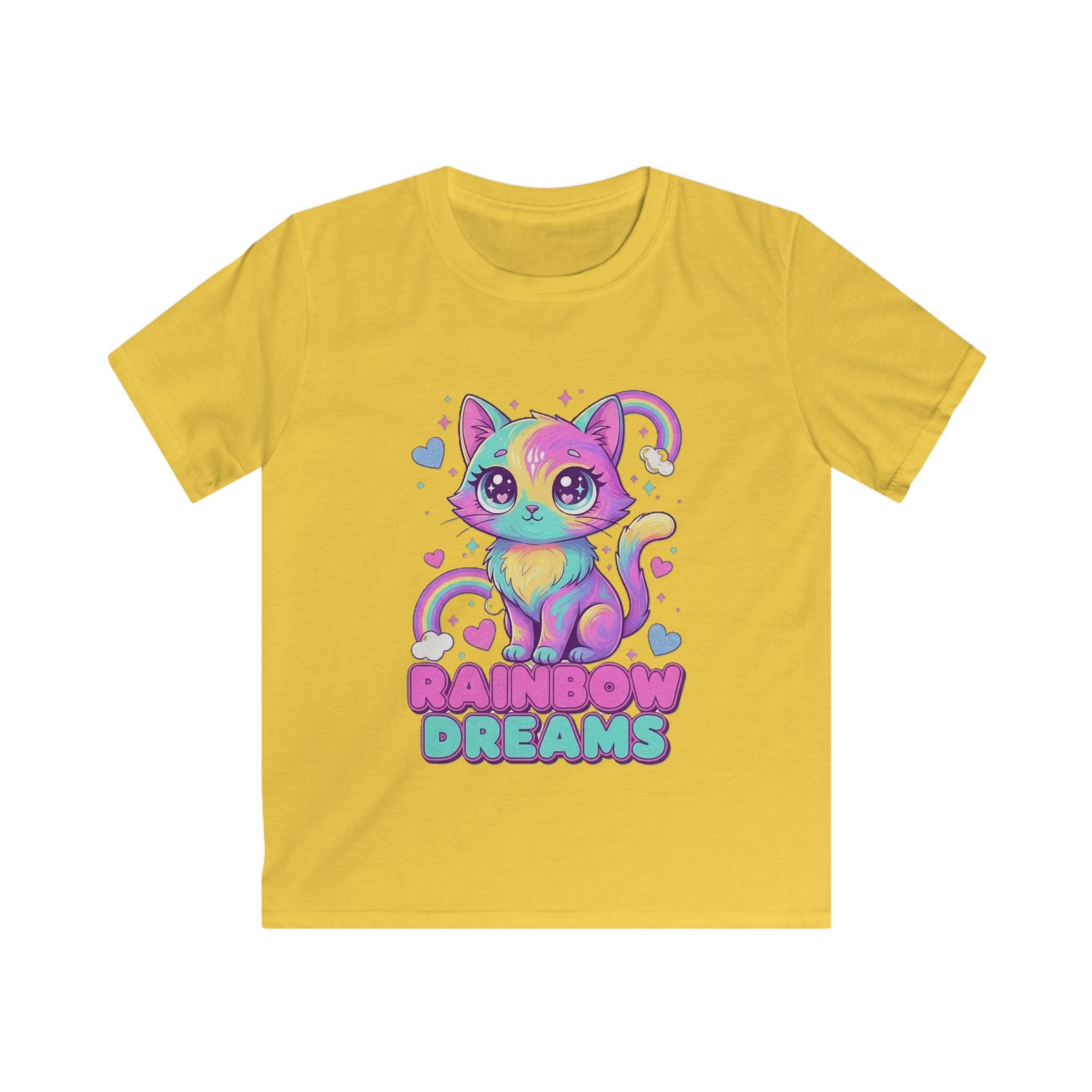 🌈🐱 Rainbow Dreams Cat Kids T-Shirt ✨💜