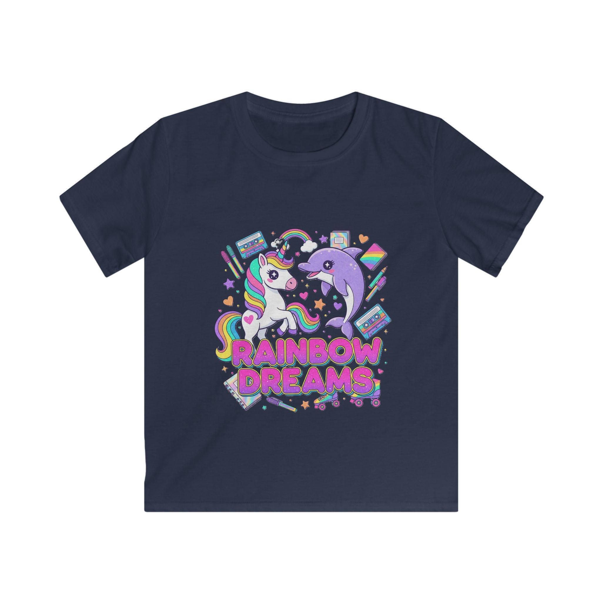 🌈🦄 Rainbow Dreams Unicorn & Dolphin Kids T-Shirt 🐬✨