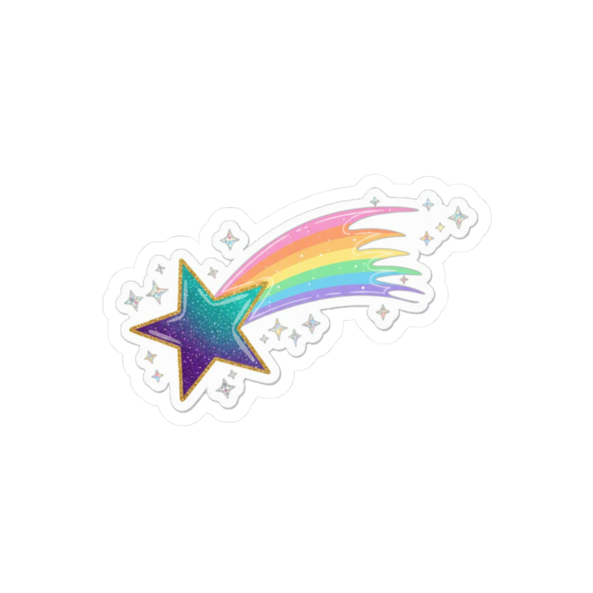 ⭐ Shooting Star Rainbow Kiss-Cut Sticker | Glitter Meteor Decal 🌈✨