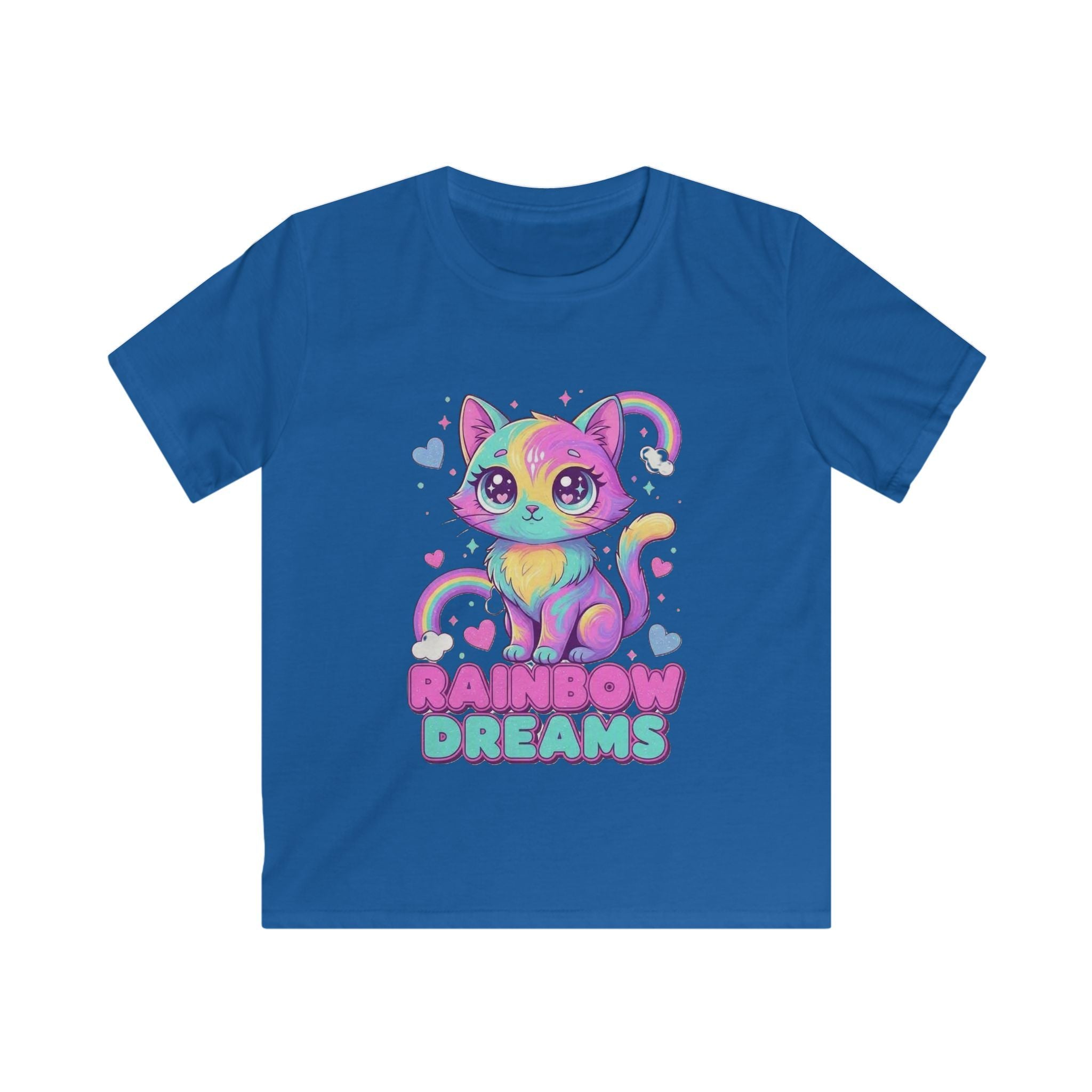 🌈🐱 Rainbow Dreams Cat Kids T-Shirt ✨💜