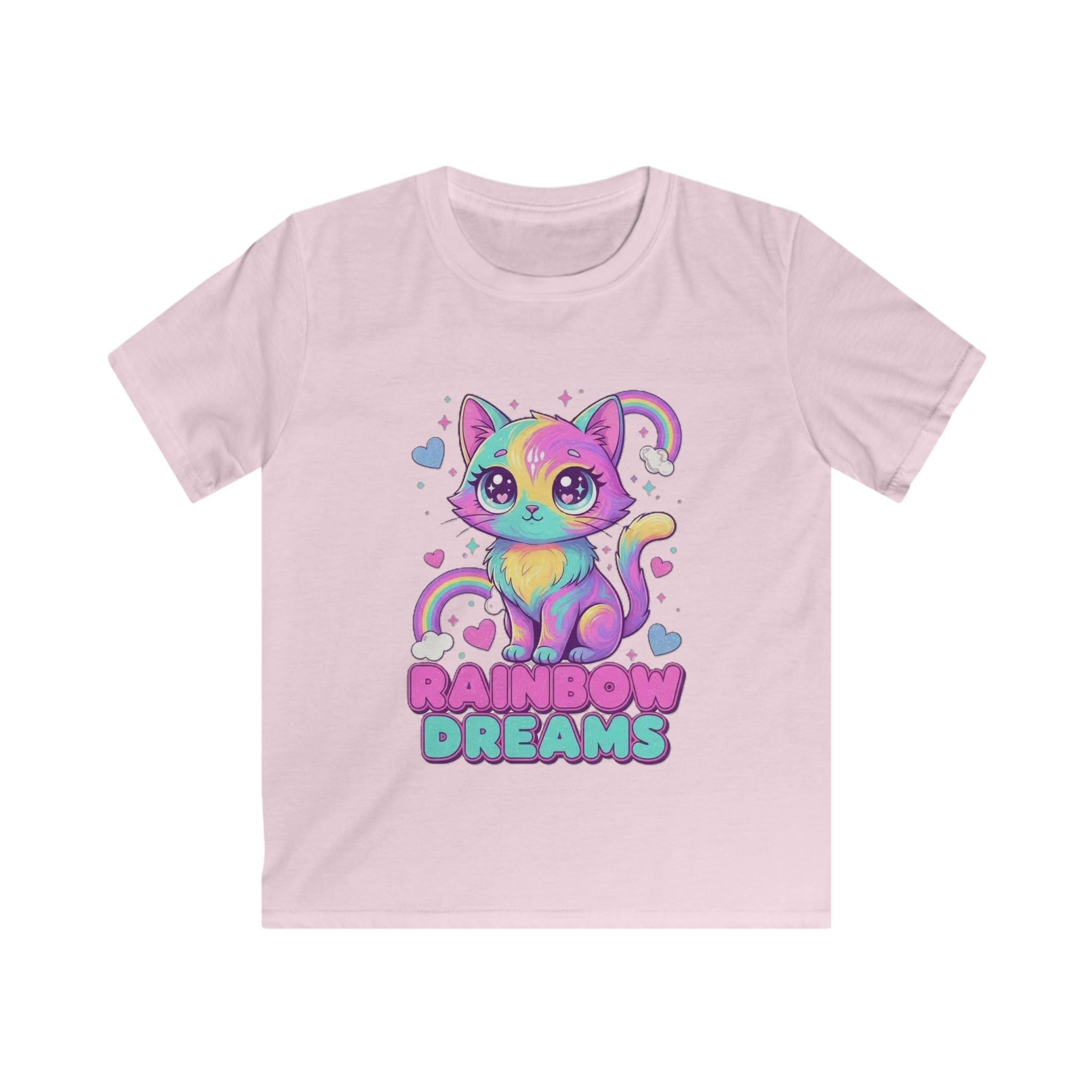 🌈🐱 Rainbow Dreams Cat Kids T-Shirt ✨💜