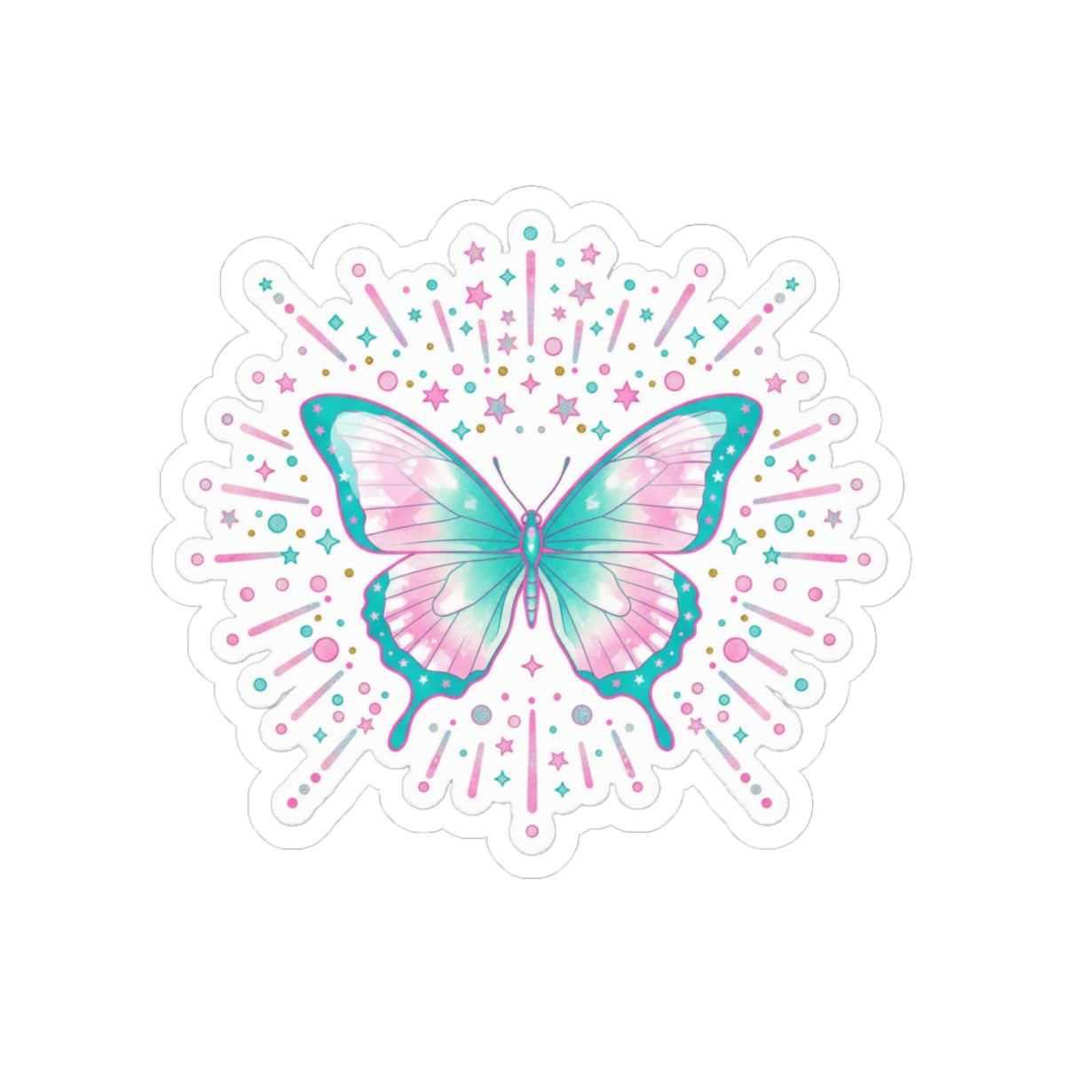🦋 Pastel Butterfly Kiss-Cut Sticker | Holographic Sparkle Decal ✨
