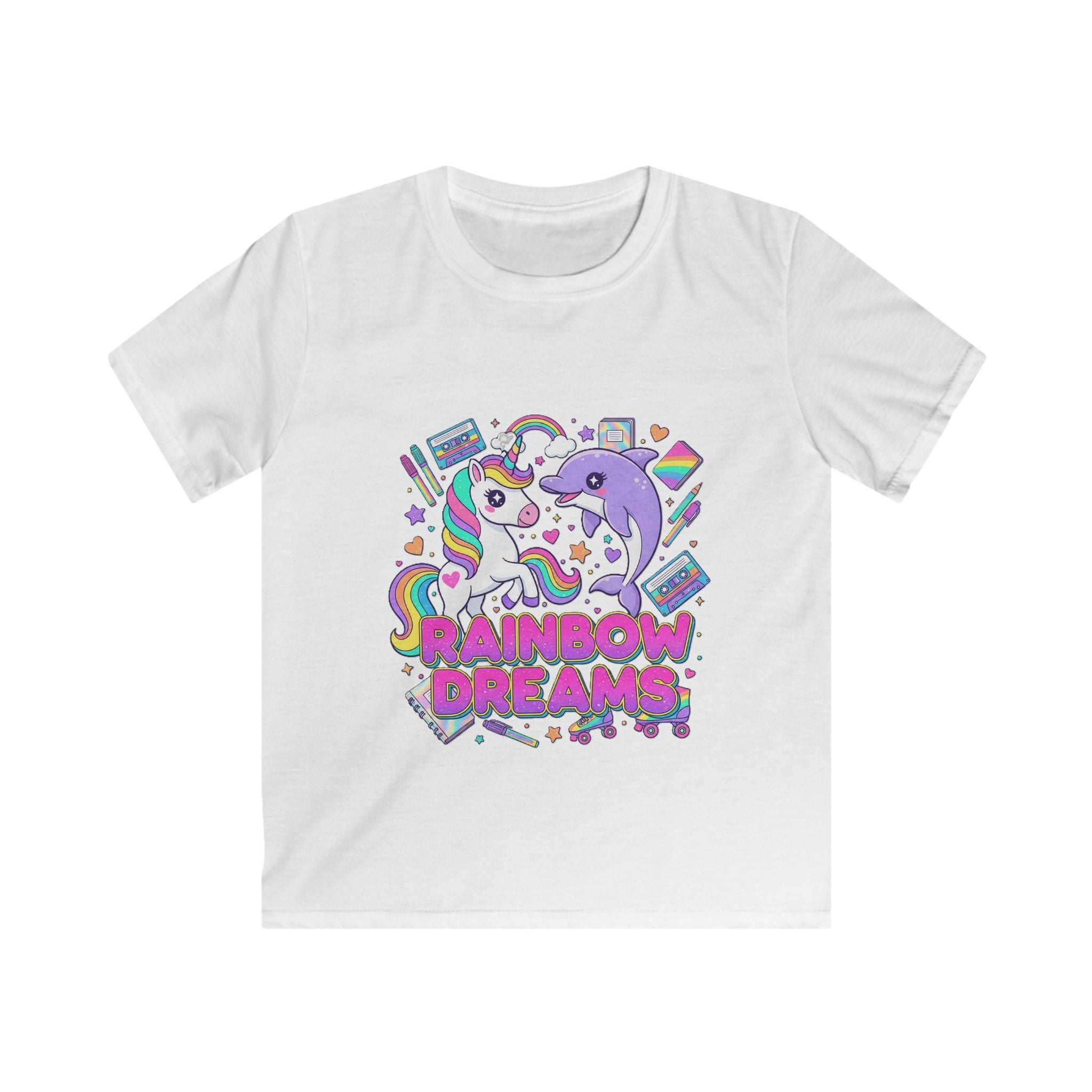 🌈🦄 Rainbow Dreams Unicorn & Dolphin Kids T-Shirt 🐬✨