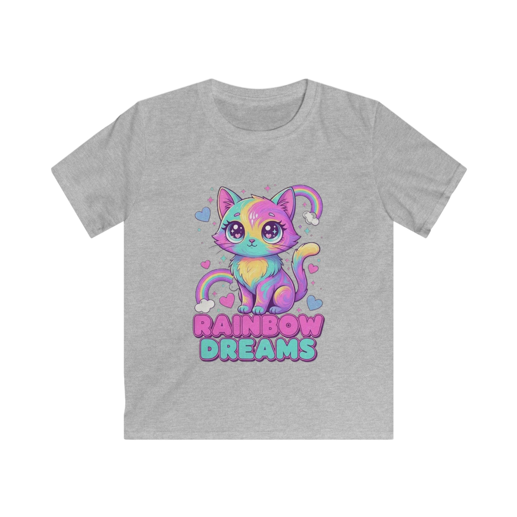 🌈🐱 Rainbow Dreams Cat Kids T-Shirt ✨💜