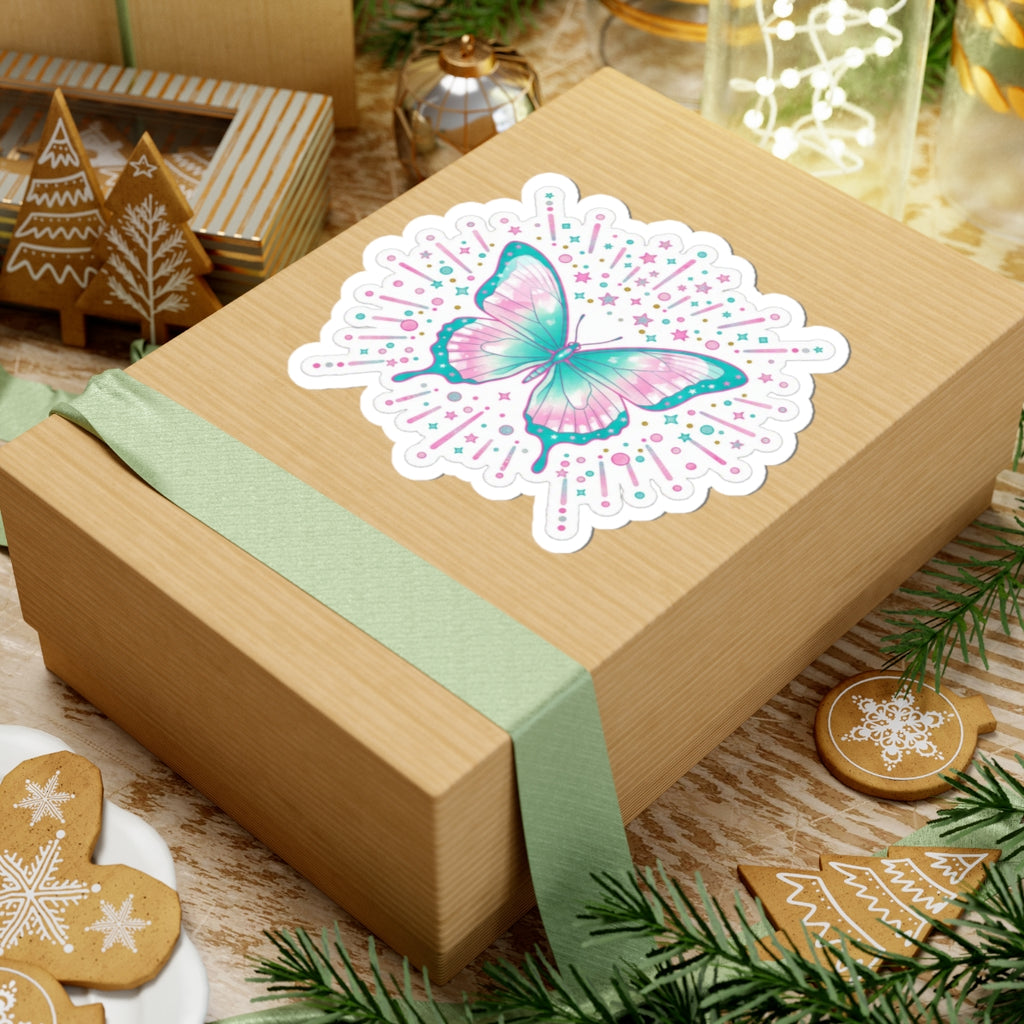 🦋 Pastel Butterfly Kiss-Cut Sticker | Holographic Sparkle Decal ✨