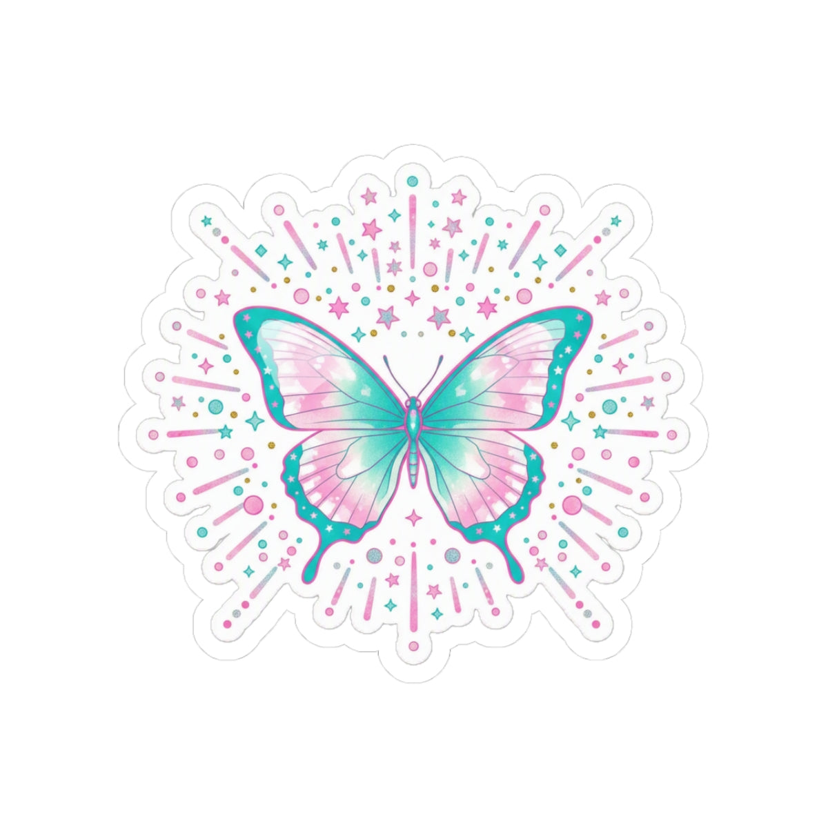 🦋 Pastel Butterfly Kiss-Cut Sticker | Holographic Sparkle Decal ✨