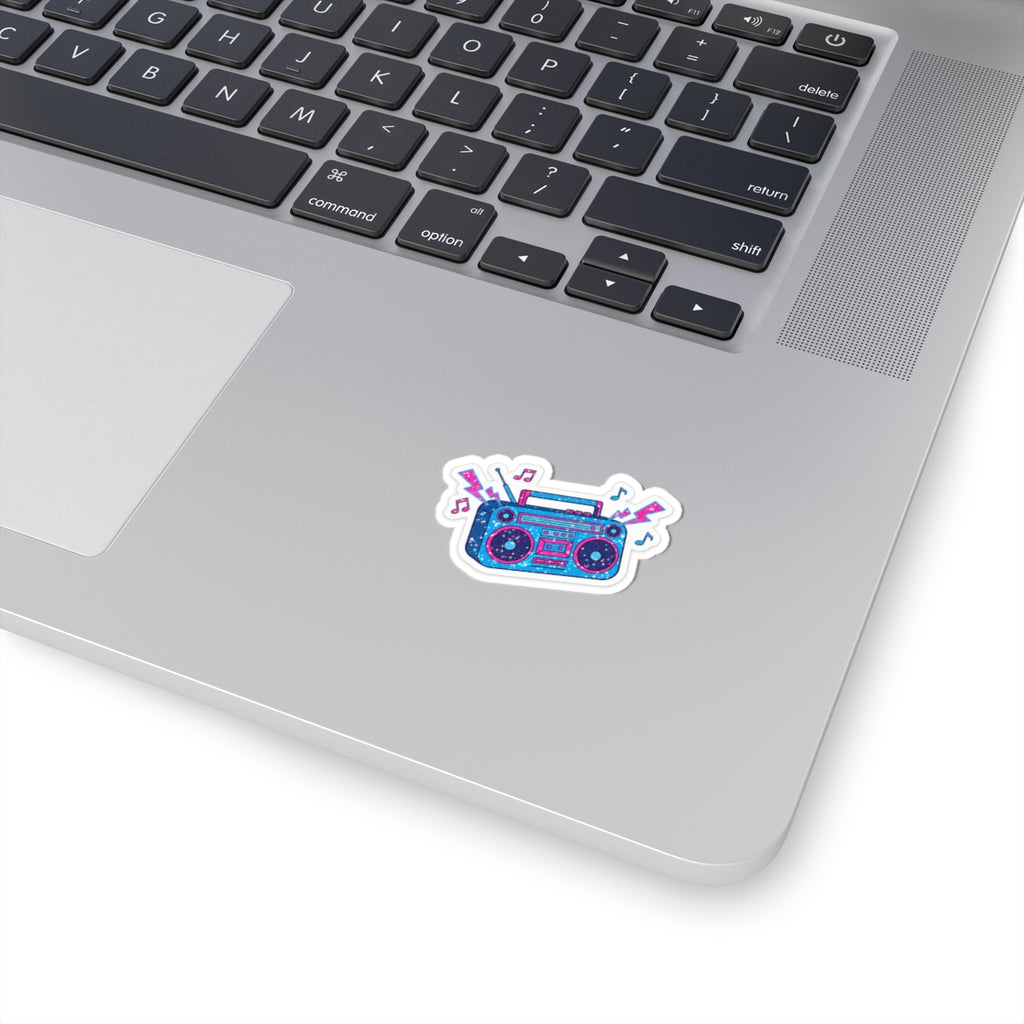 🎵 Retro Boombox Kiss-Cut Sticker | Neon Glitter Music Decal ⚡✨