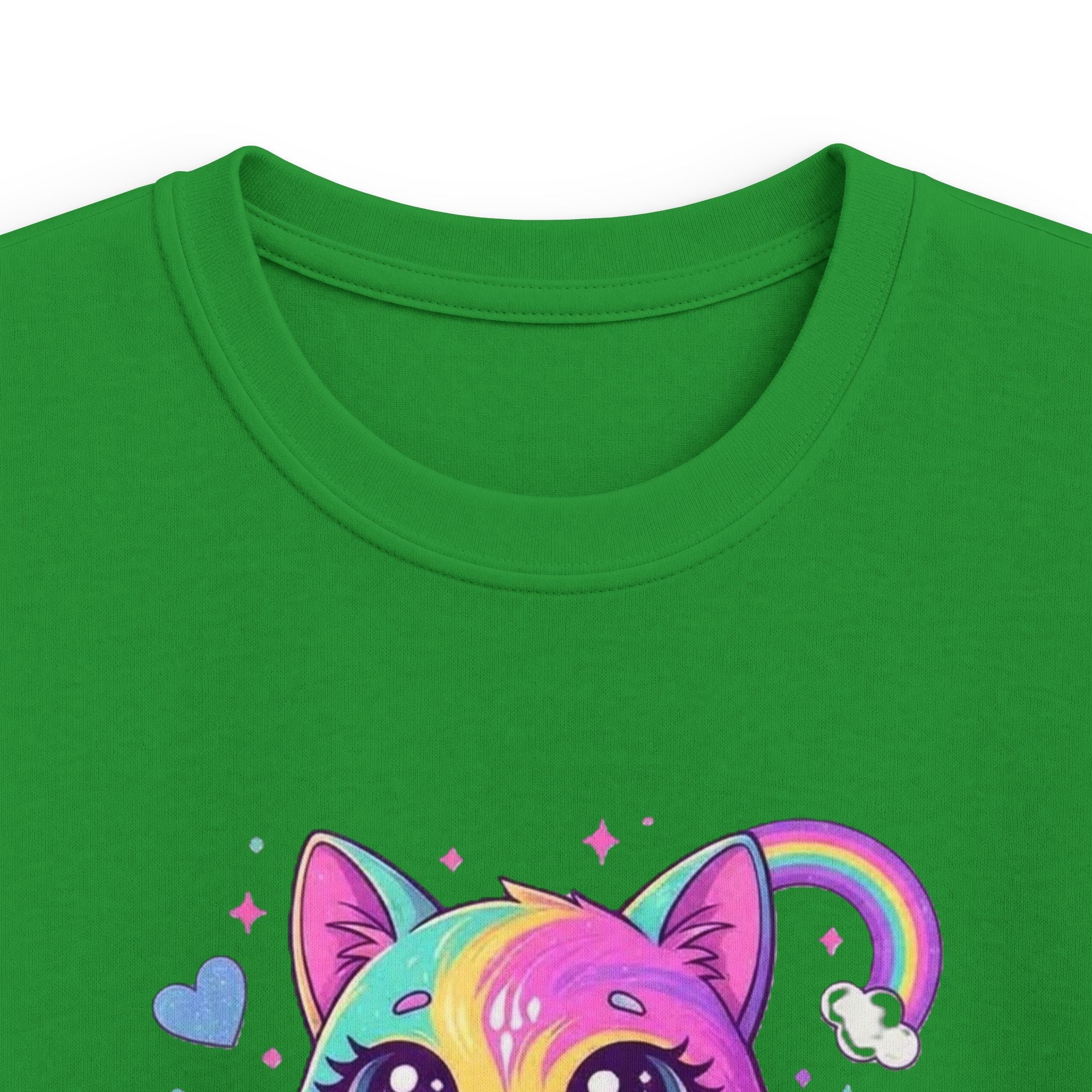 🌈🐱 Rainbow Dreams Cat Kids T-Shirt ✨💜