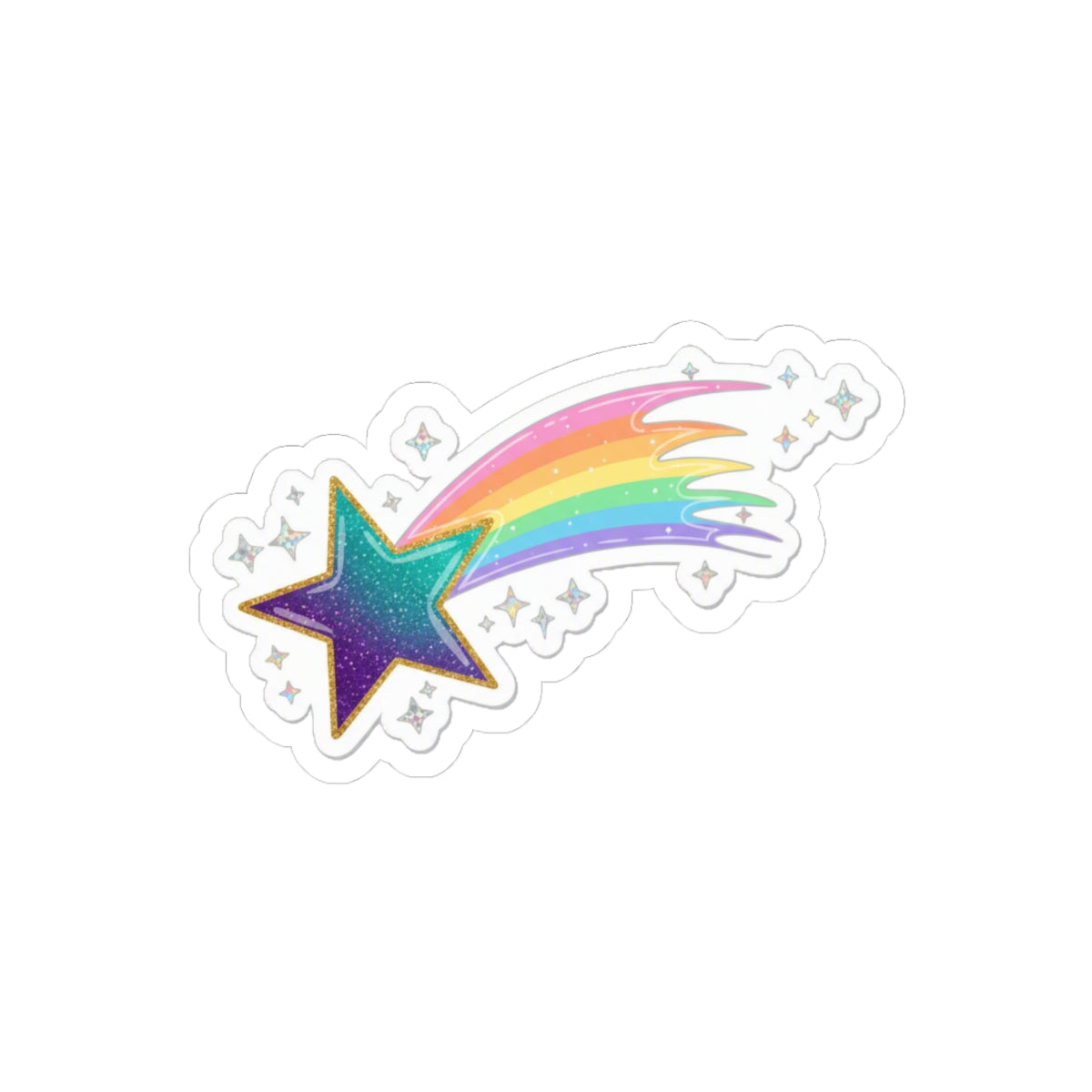 ⭐ Shooting Star Rainbow Kiss-Cut Sticker | Glitter Meteor Decal 🌈✨