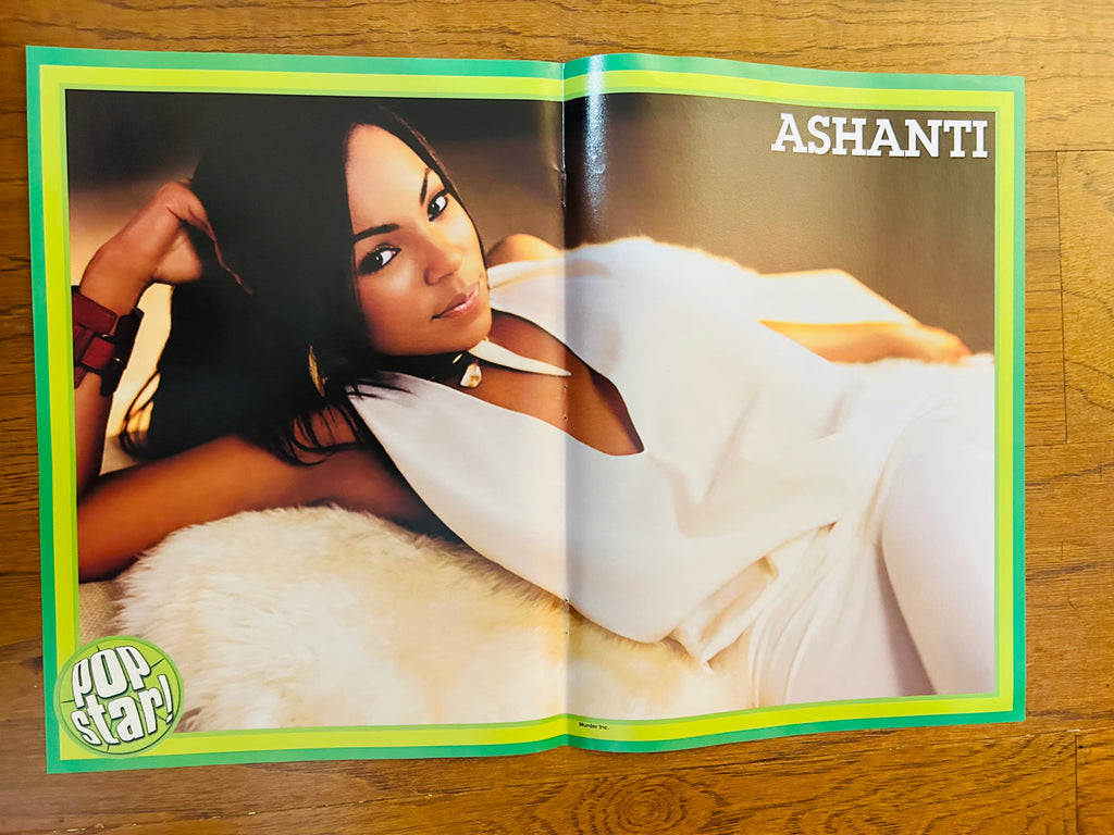 Ashanti side of Pop Star double-sided poster with green and yellow border