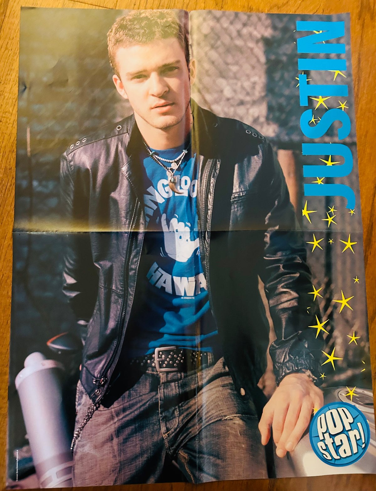 Justin Timberlake side of Pop Star double-sided poster with visible fold creases