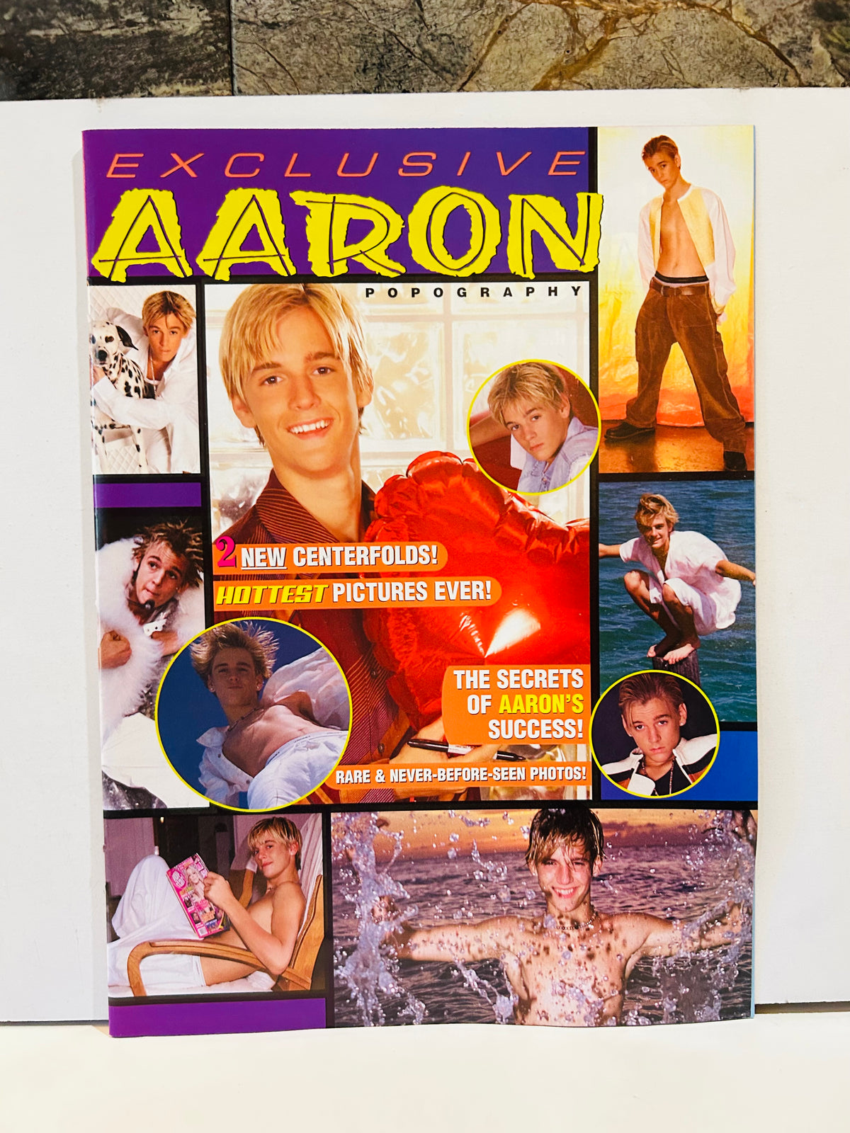 Exclusive Aaron Popography Aaron Carter magazine cover featuring a photo collage