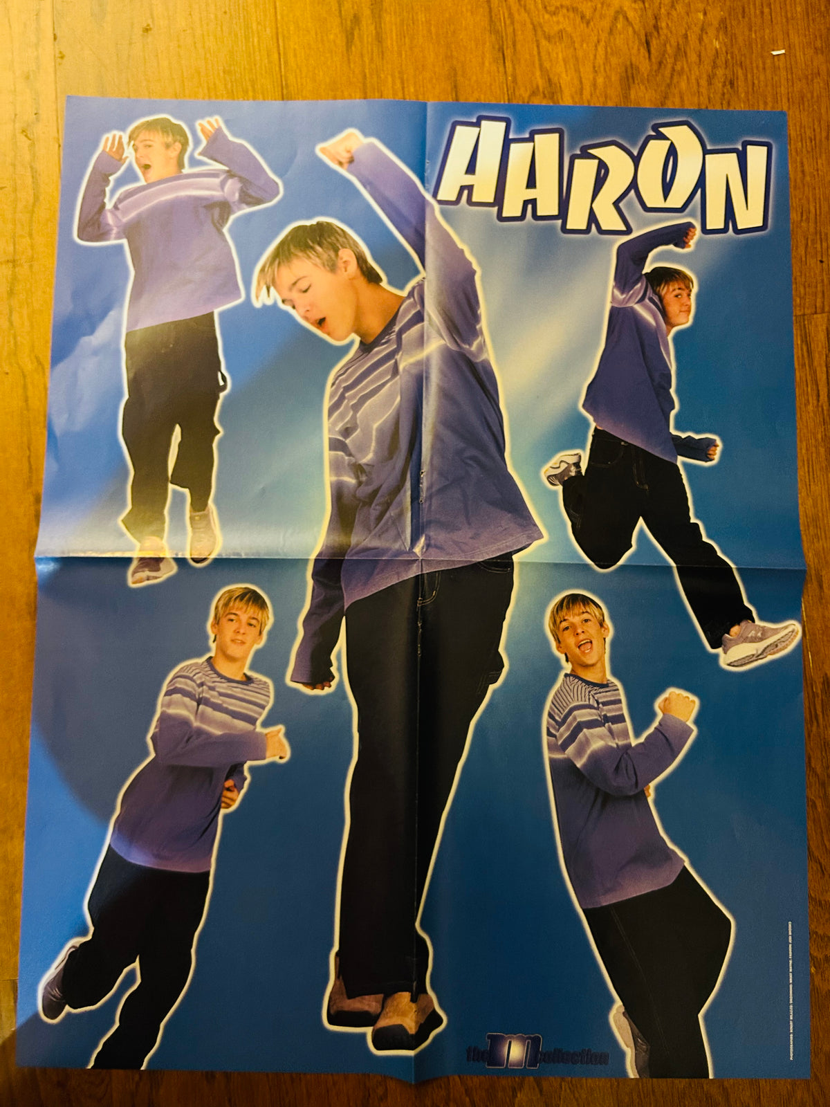 Aaron Carter collage reverse side of the poster with visible fold creases