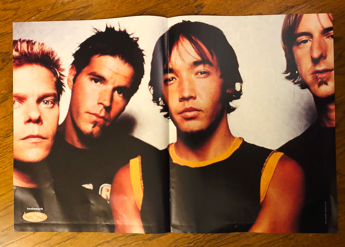 Hoobastank band group portrait poster with visible center fold