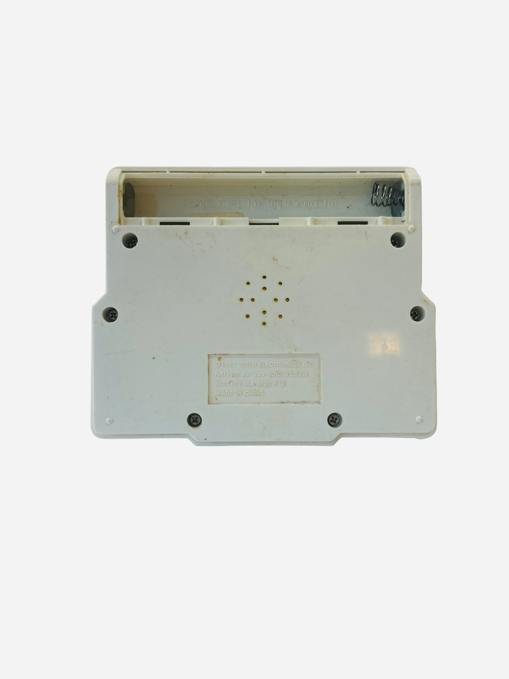 Tiger Electronics Electronic Tennis handheld LCD game 1991 – back view showing missing battery cover