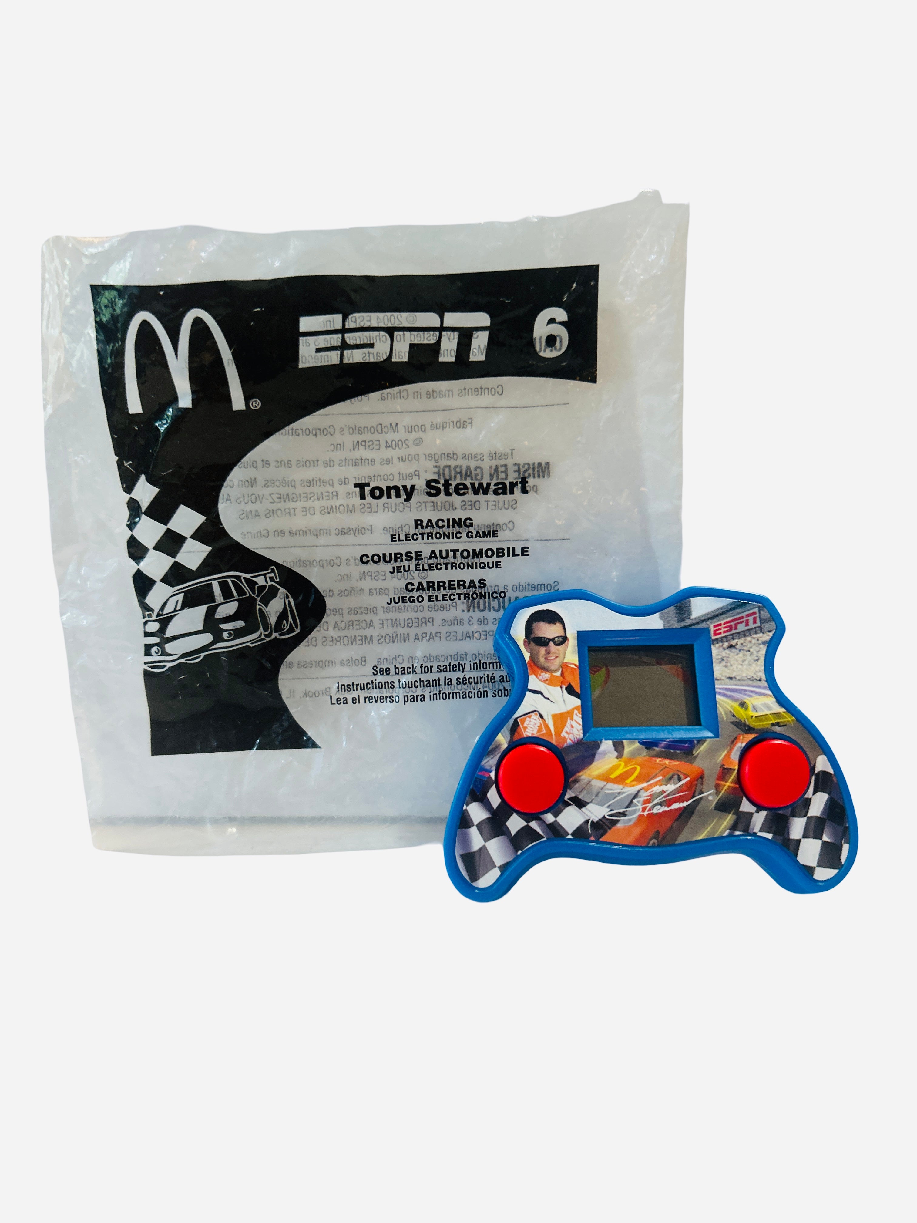 McDonald's ESPN Tony Stewart NASCAR Racing Electronic Game #6 2004 Happy Meal toy with original bag