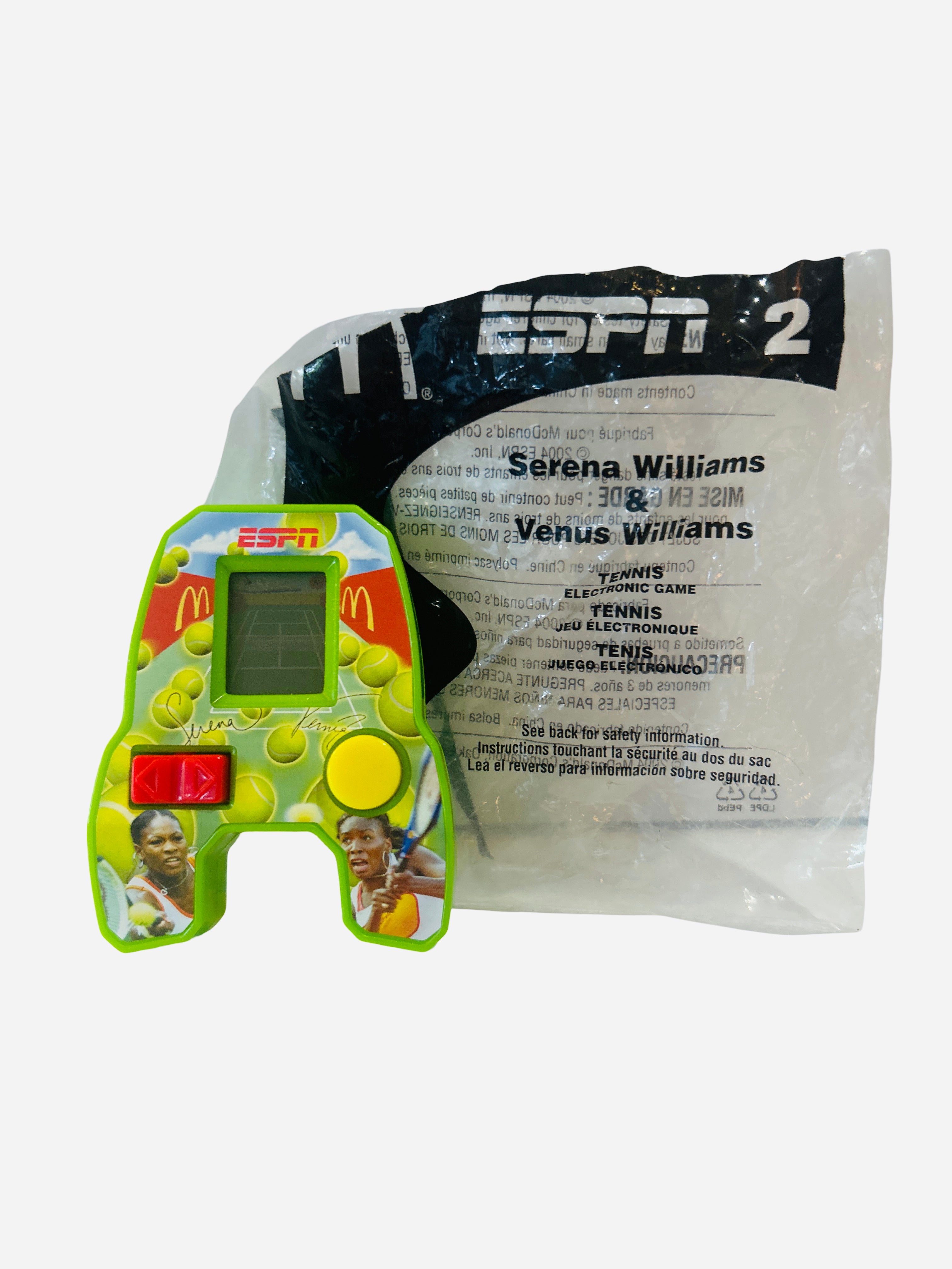 McDonald's ESPN Serena and Venus Williams Tennis Electronic Game #2 2004 Happy Meal toy with original bag