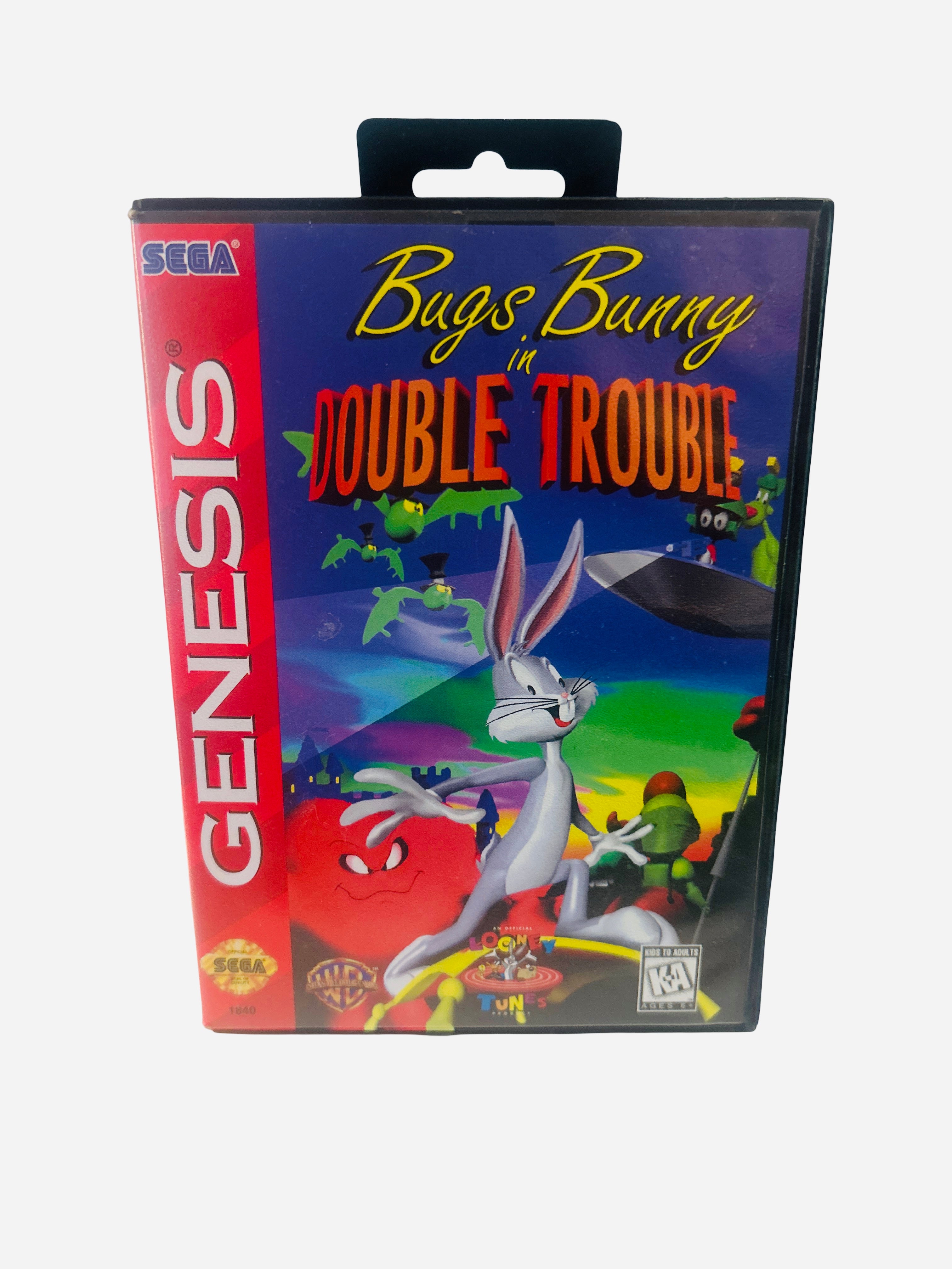 Bugs Bunny in Double Trouble Sega Genesis game case front cover by Sunsoft