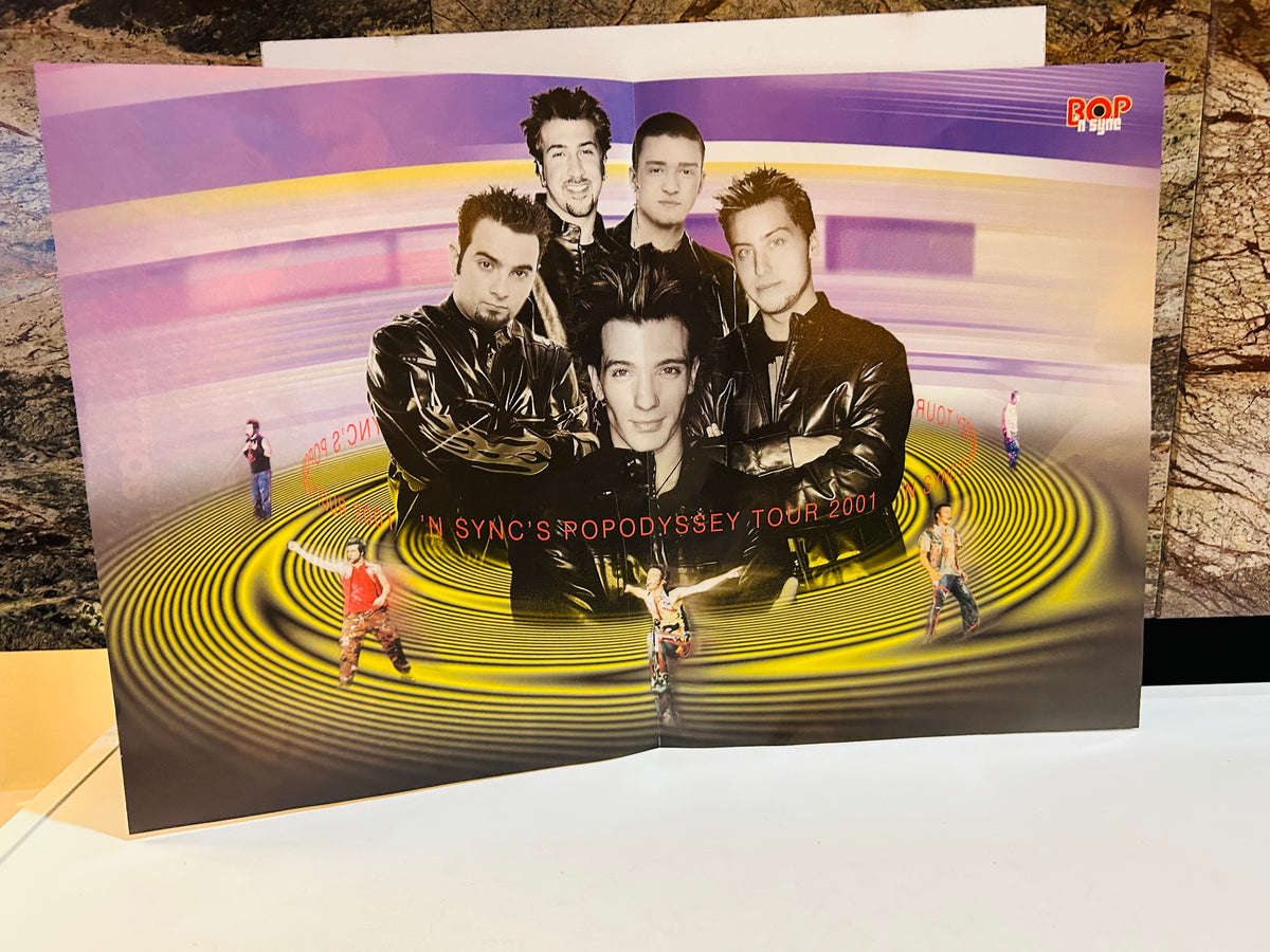 BOP double-sided *NSYNC poster with PopOdyssey Tour 2001 group graphic
