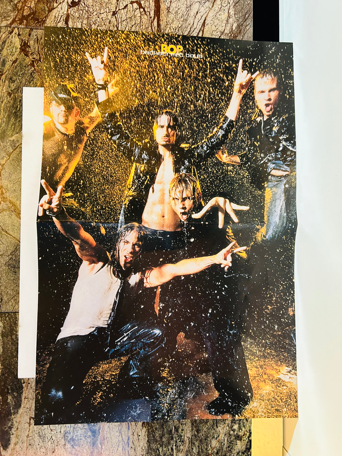 BOP double-sided *NSYNC poster with water-splashed group portrait