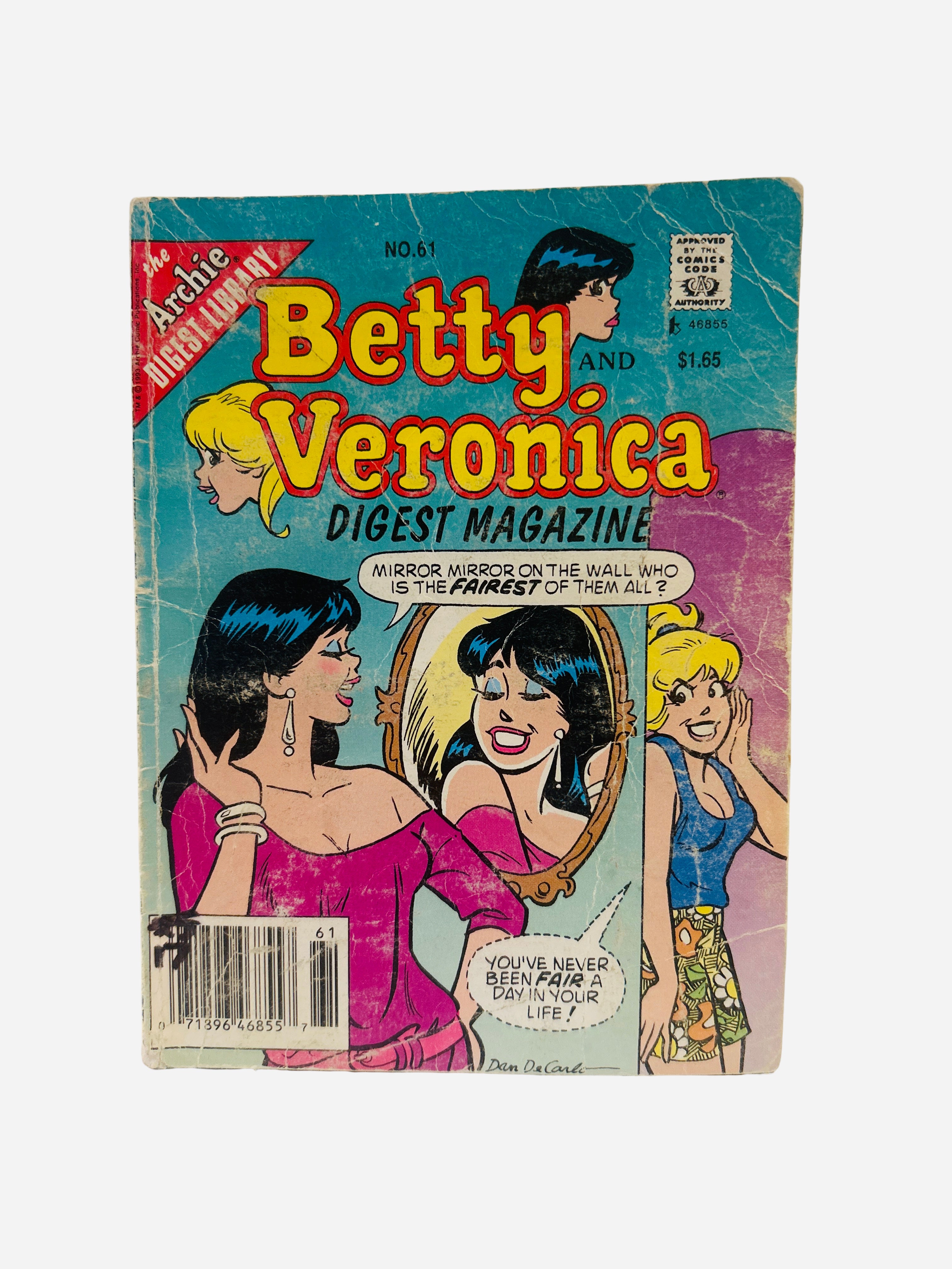 Betty and Veronica Digest Magazine #61 mirror fairest Archie Comics preowned heavier wear