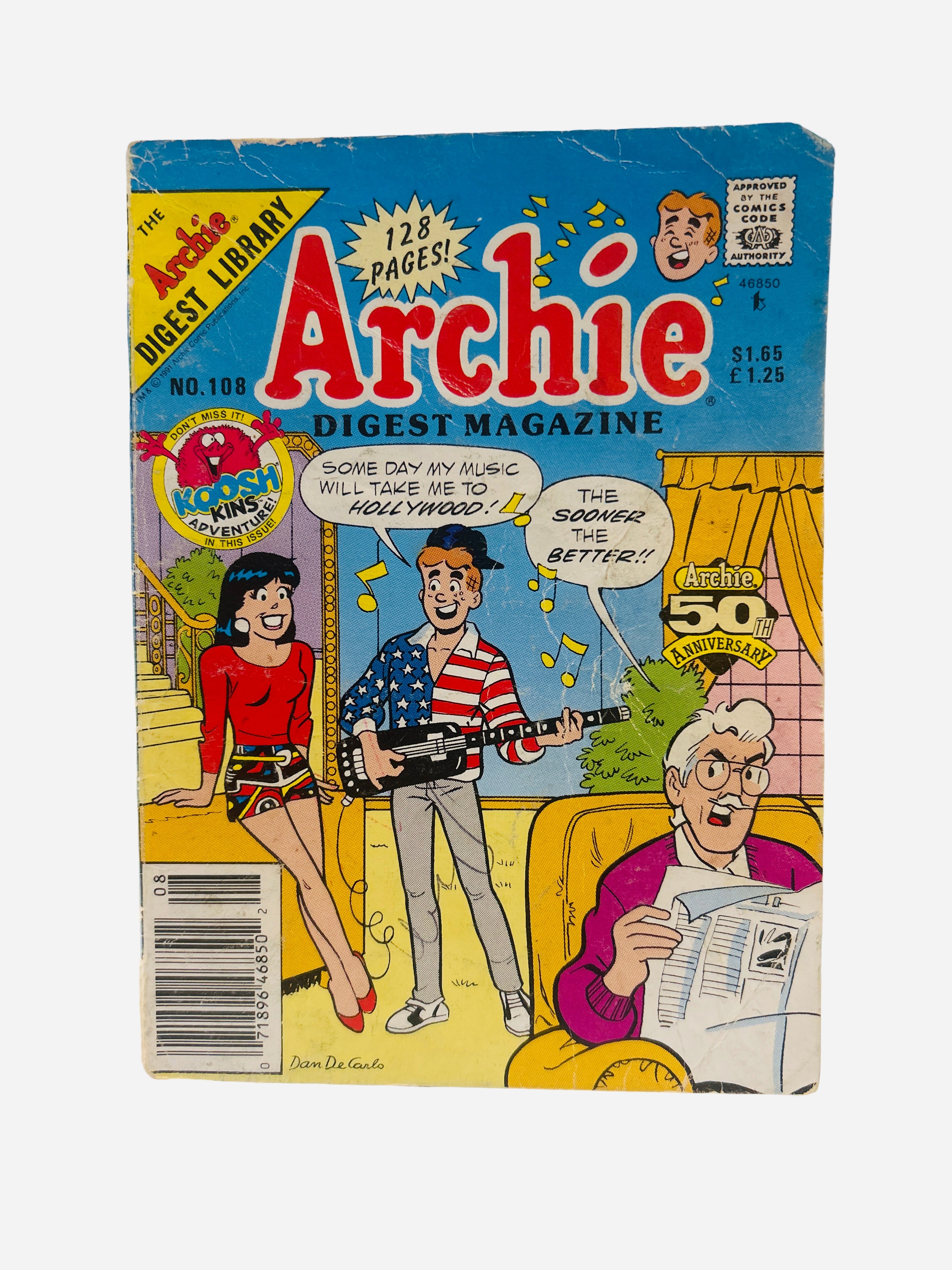 Archie Digest Magazine #108 128 pages 50th Anniversary Koosh Kins Archie Comics preowned