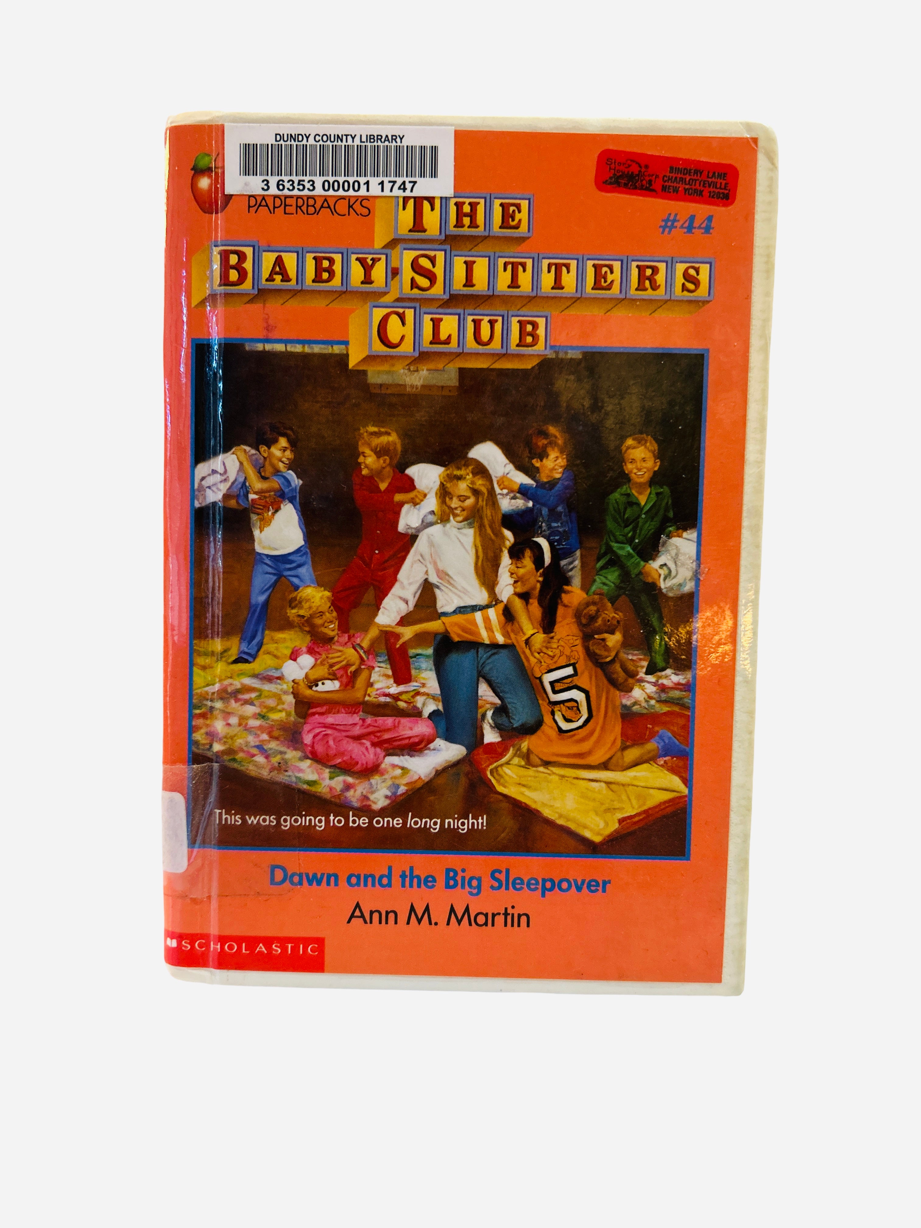 The Baby-Sitters Club #44 Dawn and the Big Sleepover Ann M. Martin Scholastic Apple Paperbacks hardcover preowned ex-library library plastic wrap