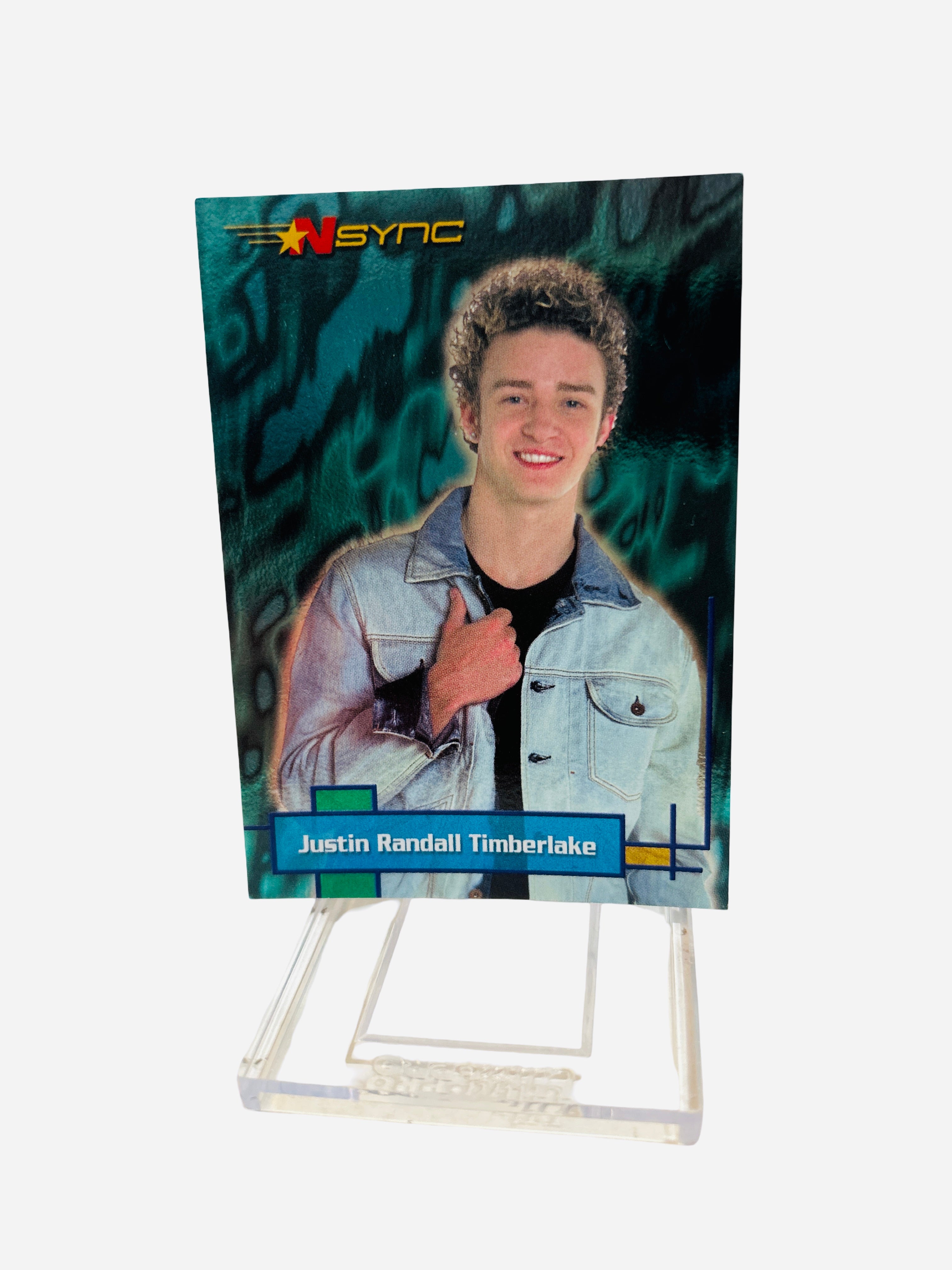 NSYNC Trading Card #4 Front – Justin Randall Timberlake Denim Jacket 2000 Topps Winterland