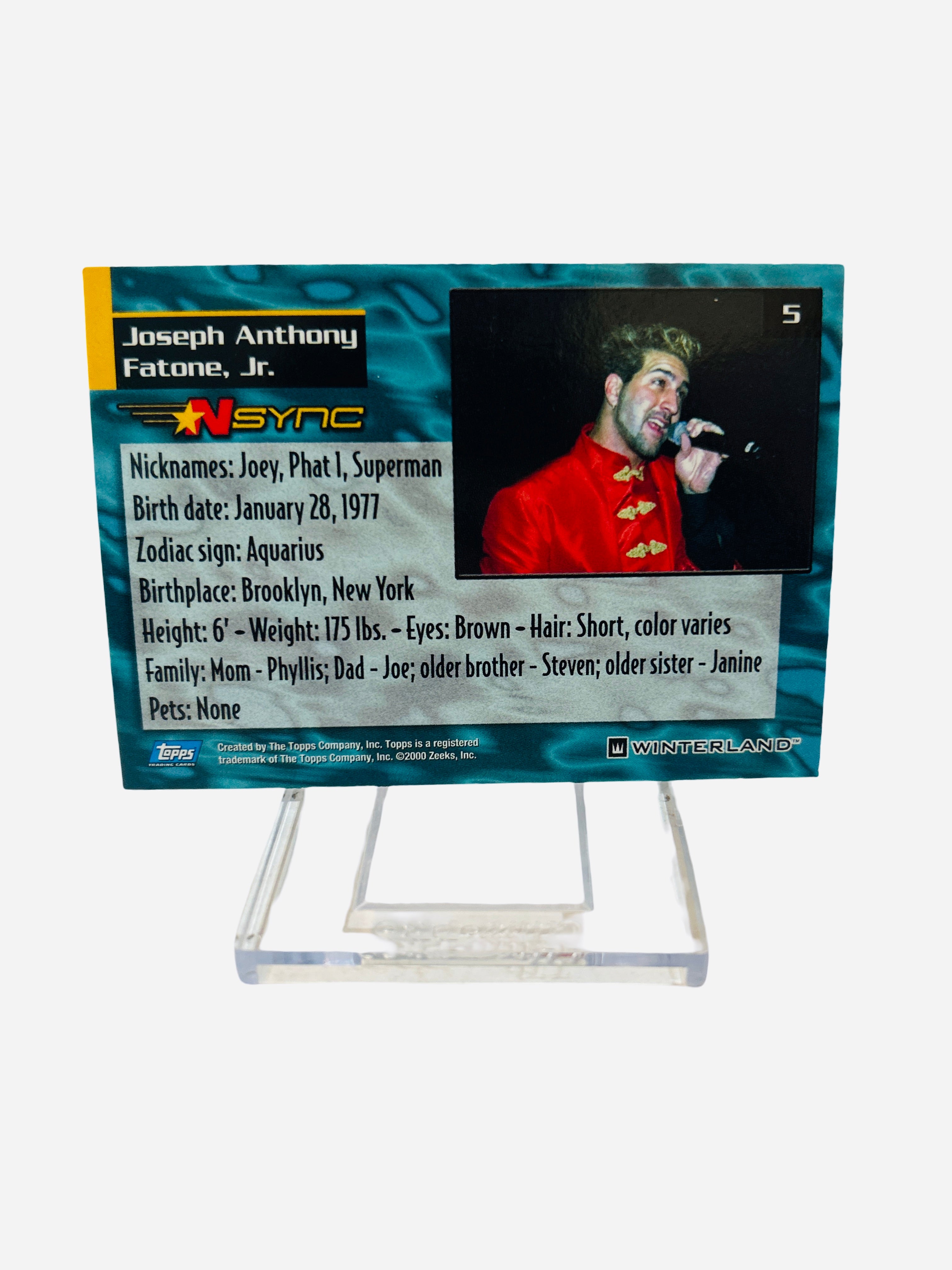 NSYNC Trading Card #5 Back – Joey Fatone Bio 2000 Topps Winterland