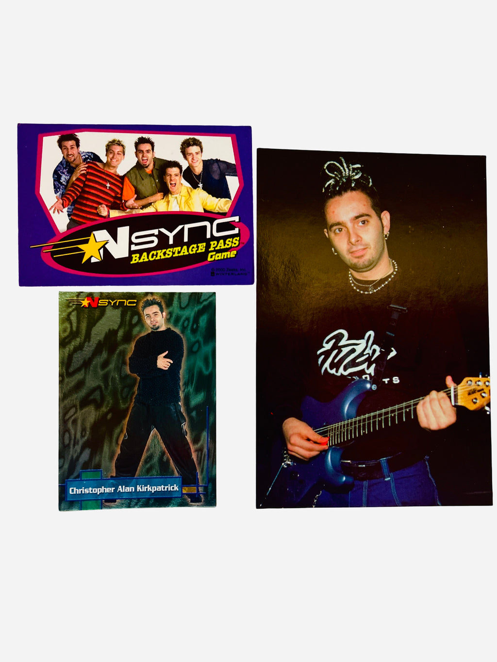 NSYNC 3-Piece Set – Chris Kirkpatrick 4x6 Photo, Backstage Pass, Trading Card #3 2000