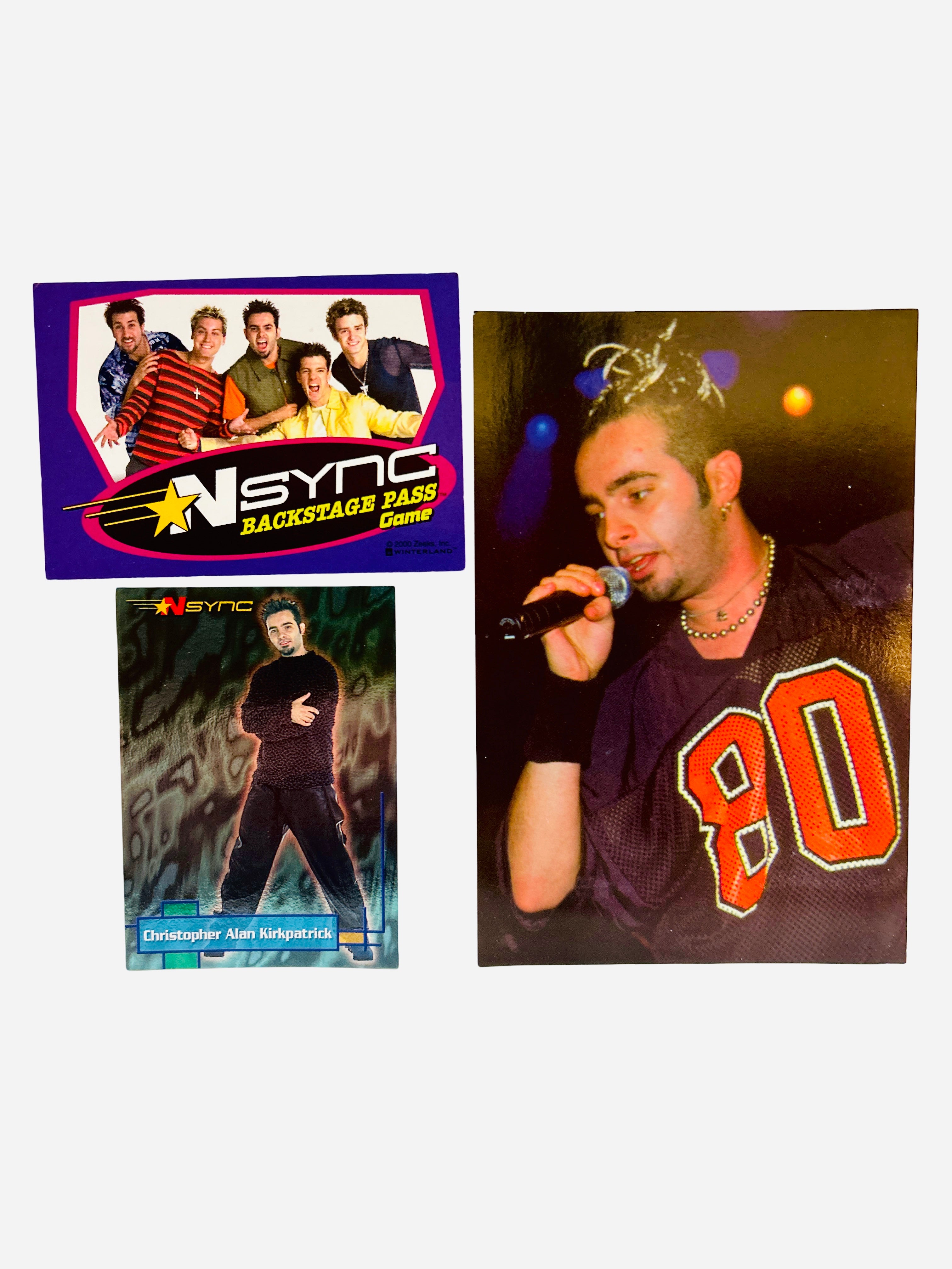 NSYNC 3-Piece Set – Chris Kirkpatrick Stage Photo, Backstage Pass, Trading Card #3 2000
