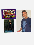 NSYNC 3-Piece Set – Chris Kirkpatrick Smiling Blue Tee Dreads Photo, Backstage Pass, Trading Card #3 2000