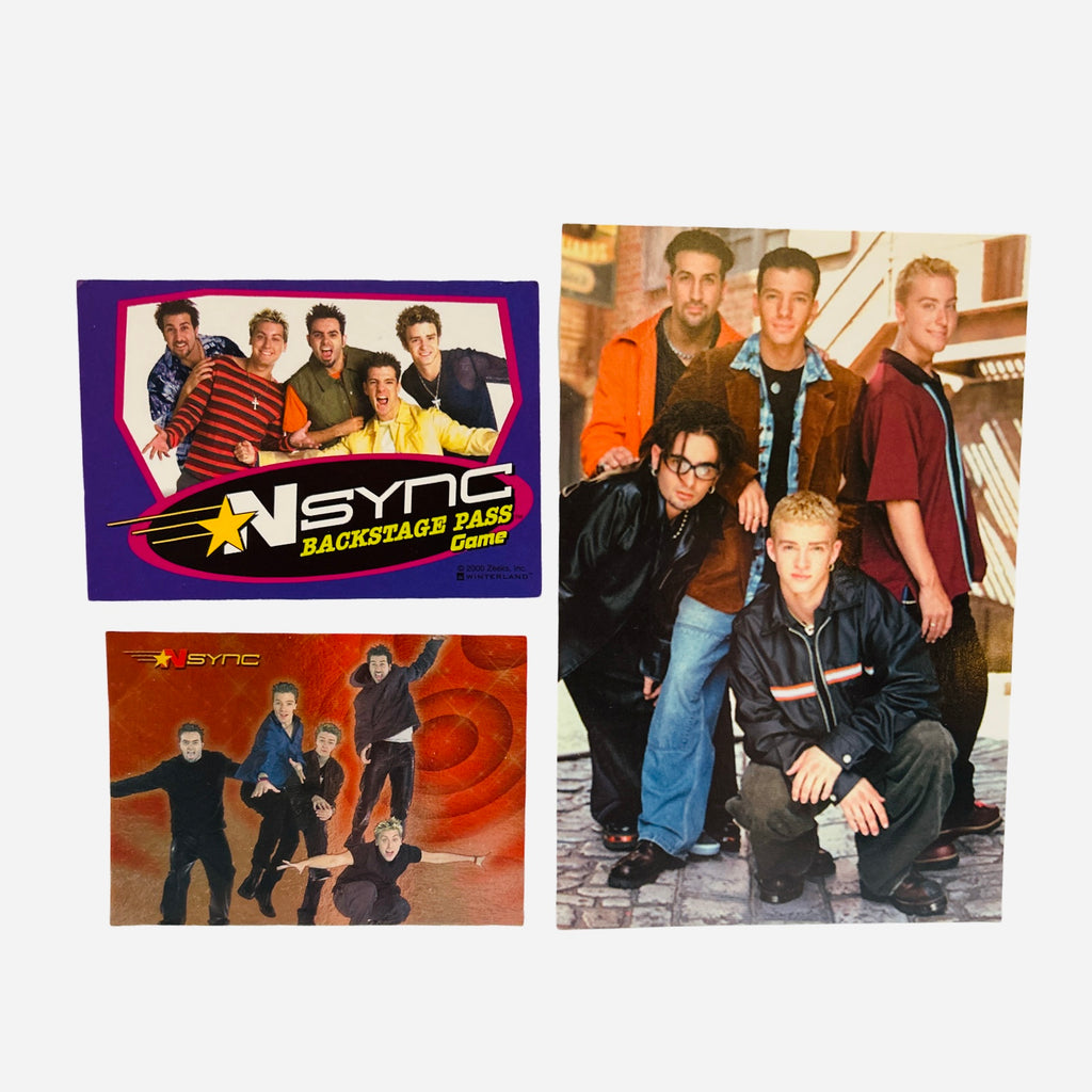 NSYNC 3-Piece Set – Group 4x6 Photo Cobblestone Street, Backstage Pass, Trading Card #8 No Strings Attached 2000
