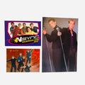 NSYNC 3-Piece Set – JC Chasez Lance Bass 4x6 Duo Photo Black Suits Vintage Microphones, Backstage Pass, Trading Card #8 2000